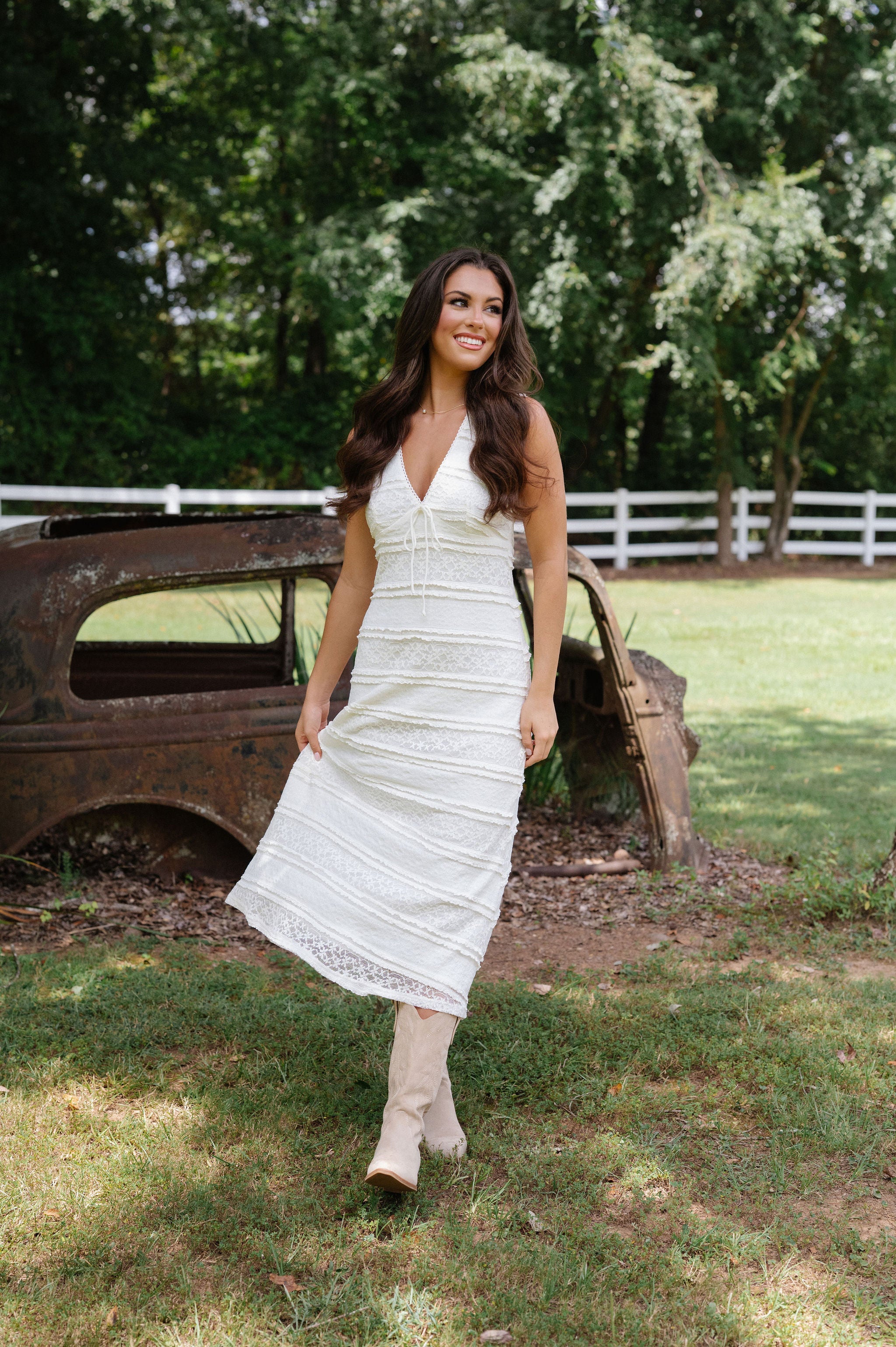 Puckett Midi Dress-Ivory