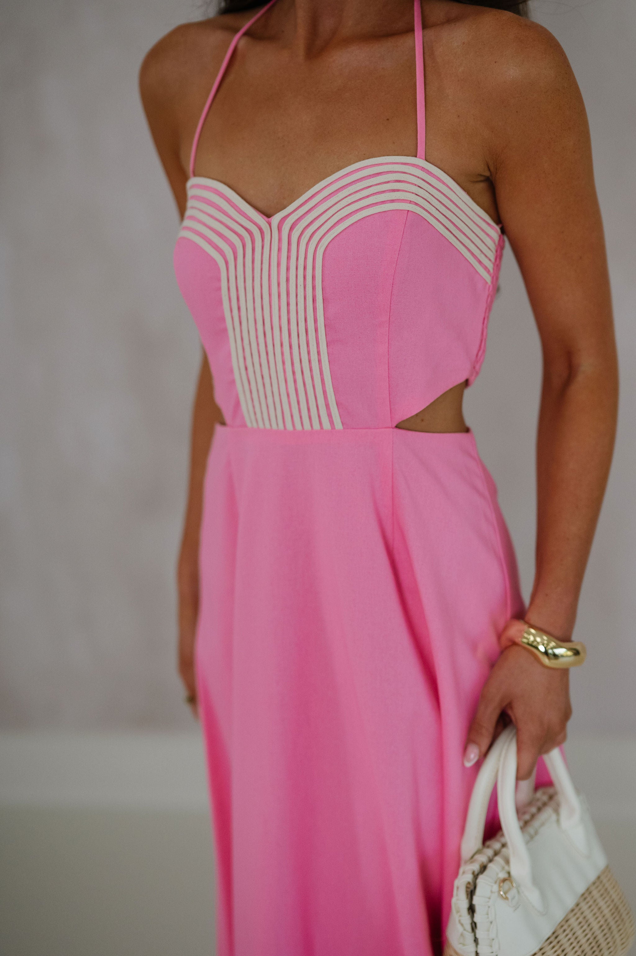 Leah Ruffle Maxi Dress-Pink