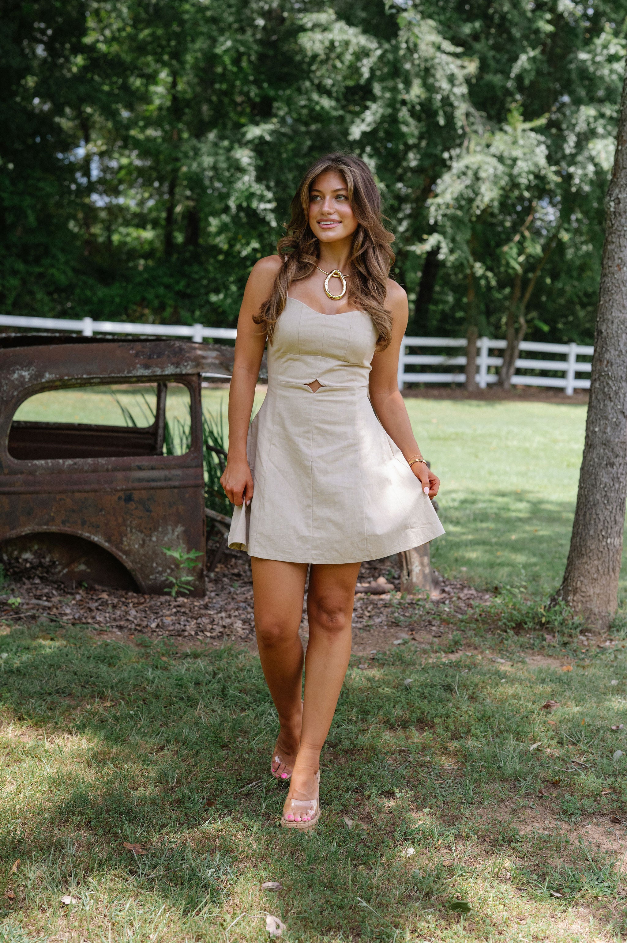 Lorna Mini Dress-Natural