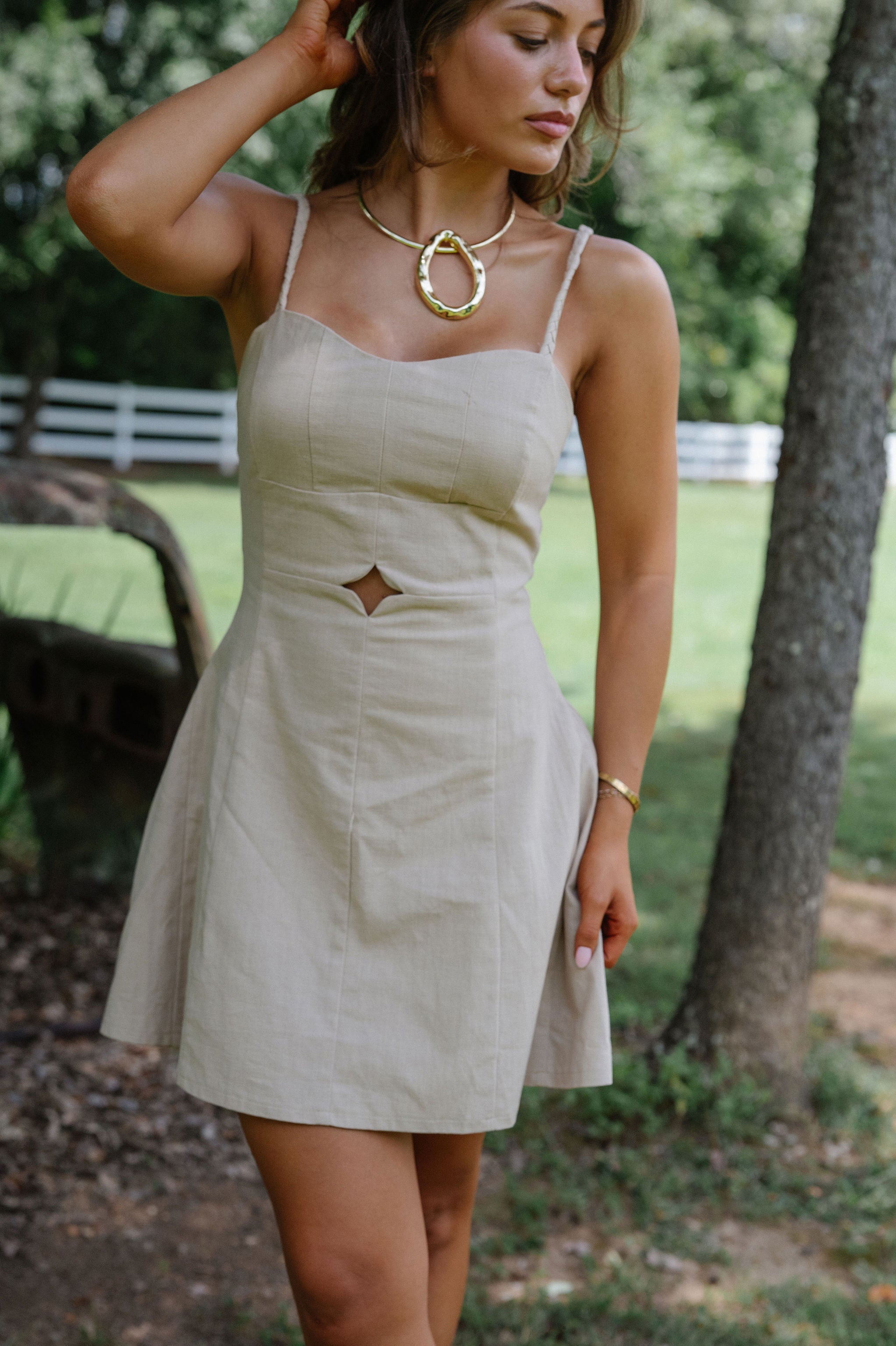 Lorna Mini Dress-Natural
