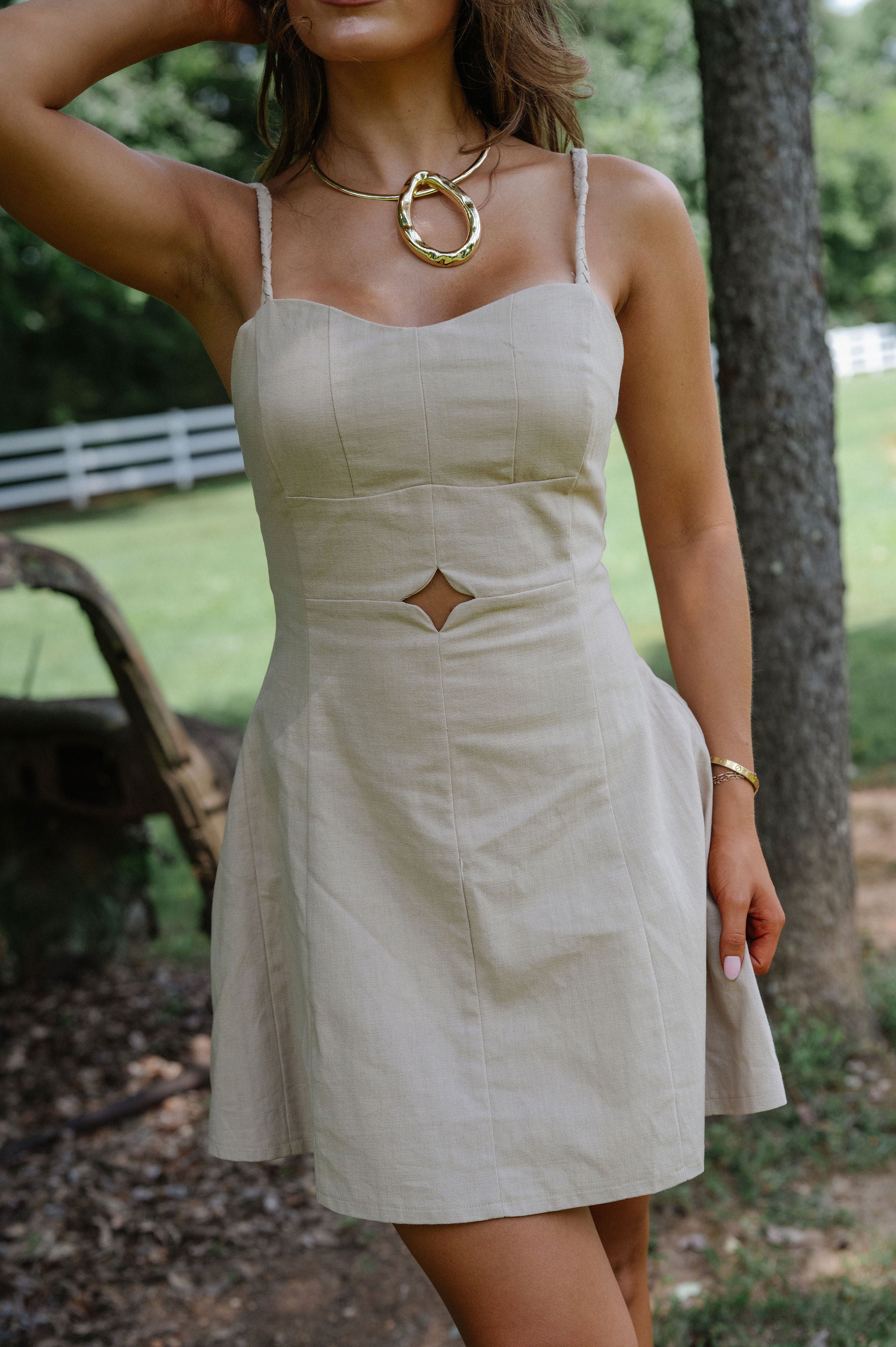 Lorna Mini Dress-Natural