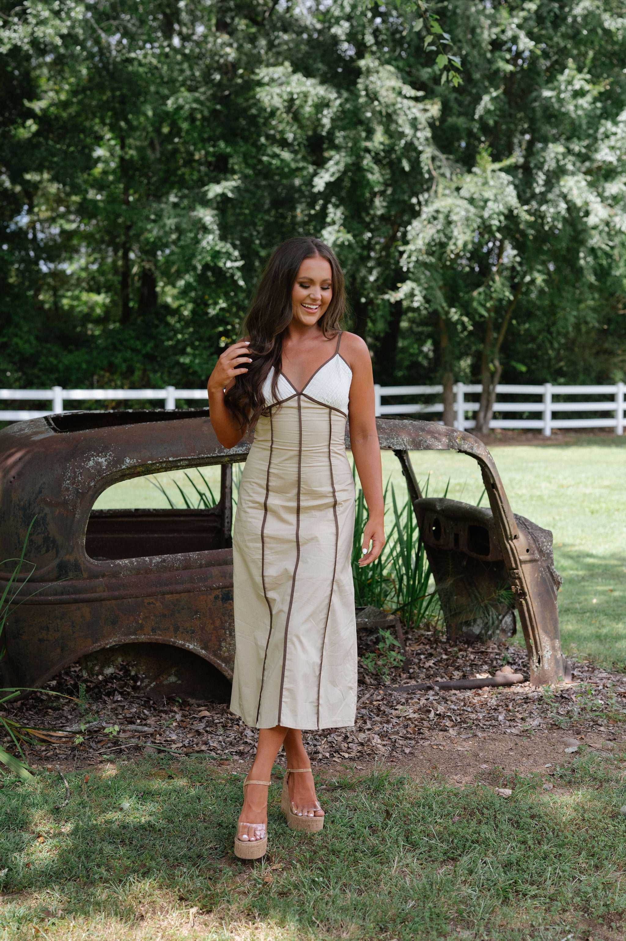 Ruby Midi Dress-Taupe/Multi