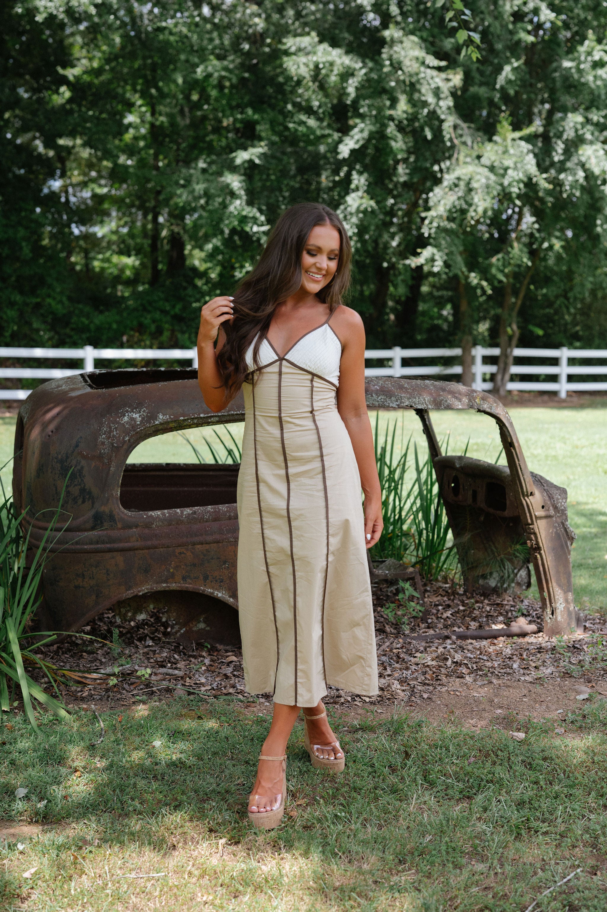 Ruby Midi Dress-Taupe/Multi