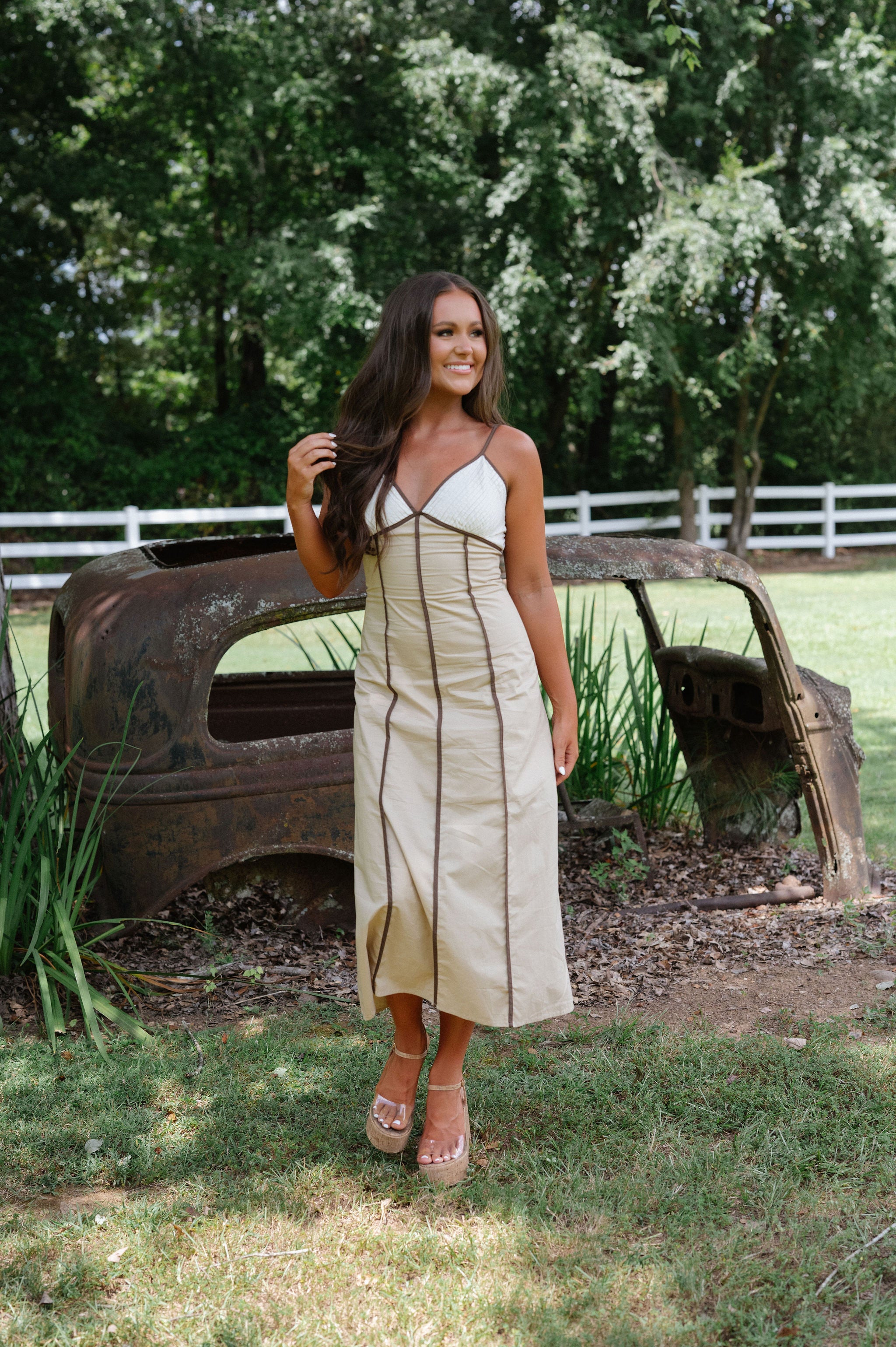 Ruby Midi Dress-Taupe/Multi
