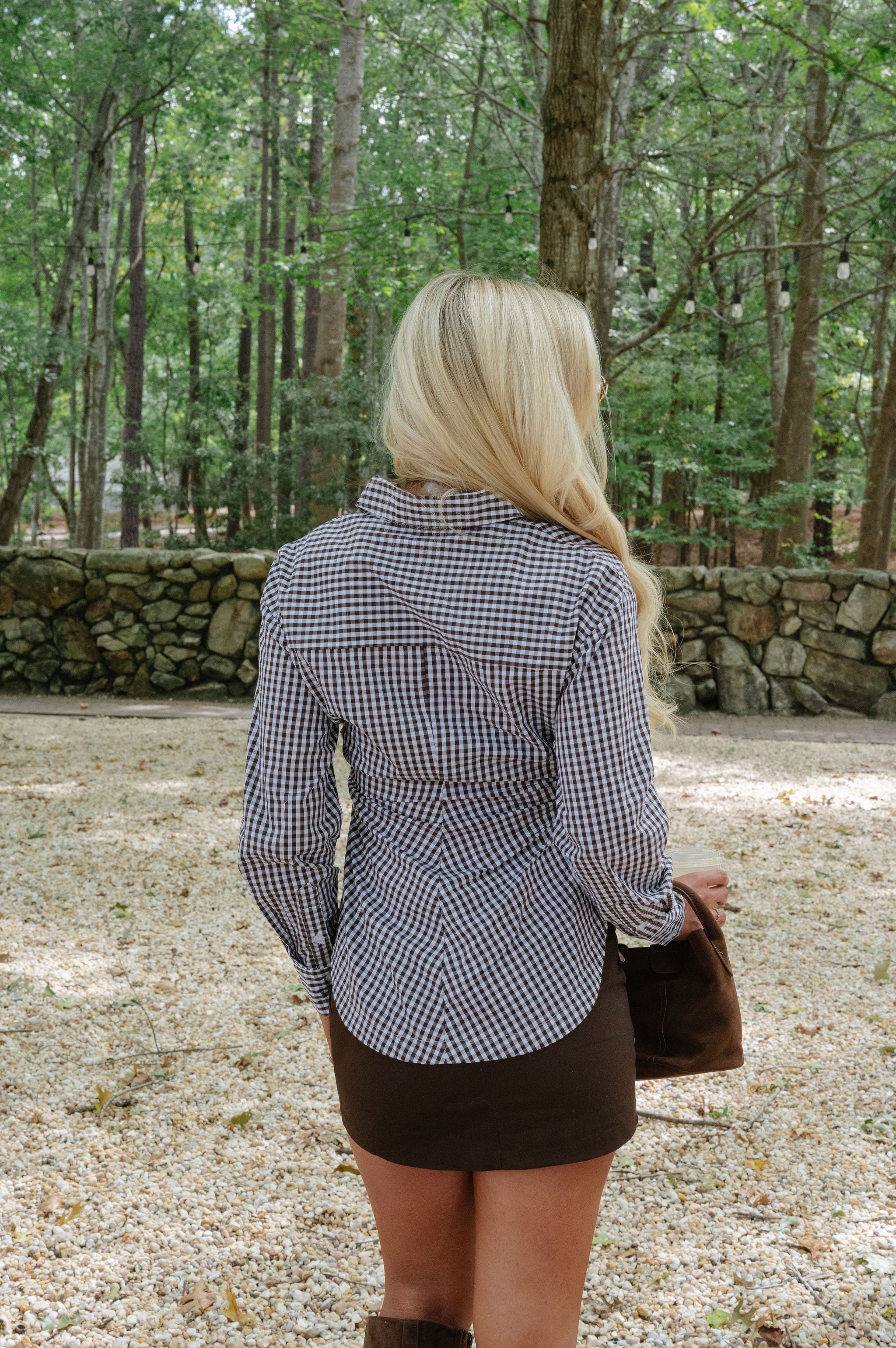 Vanessa Gingham Shirt-Brown