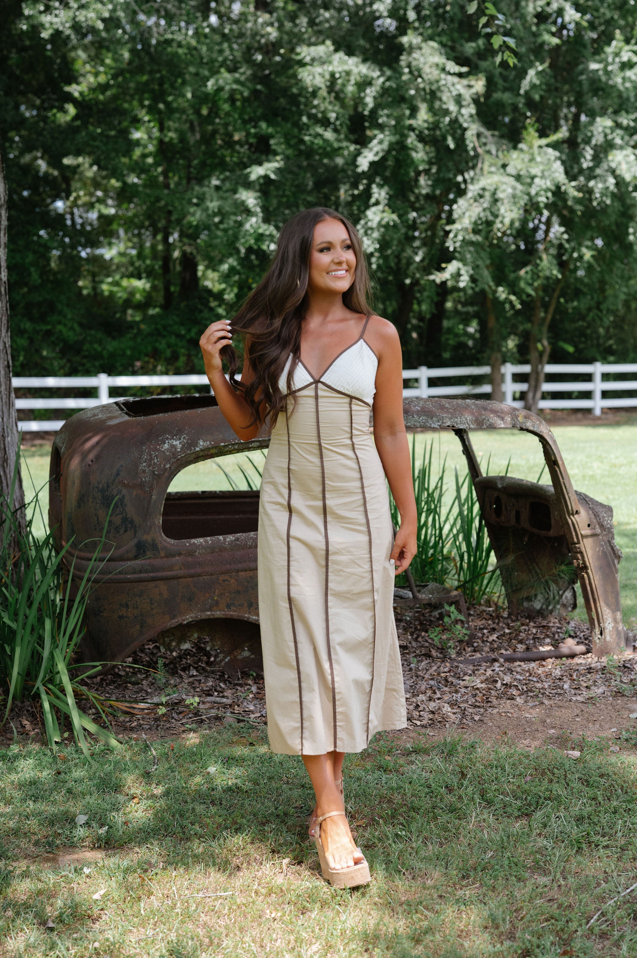 Ruby Midi Dress-Taupe/Multi