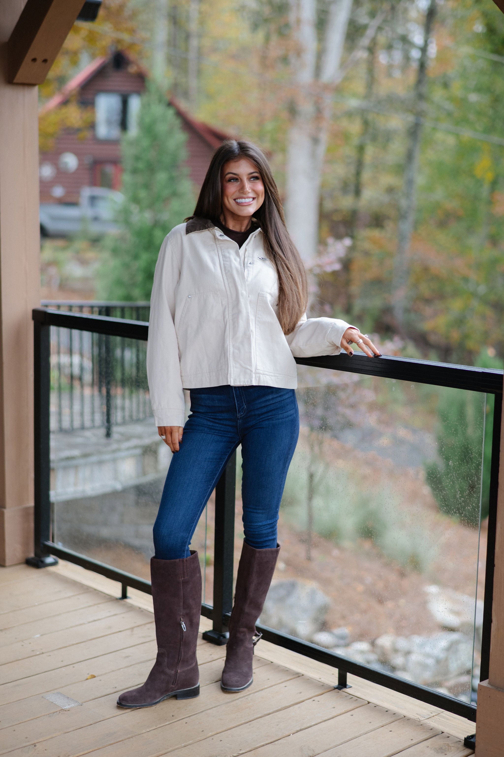 Washed Canvas Barn Jacket-Ecru