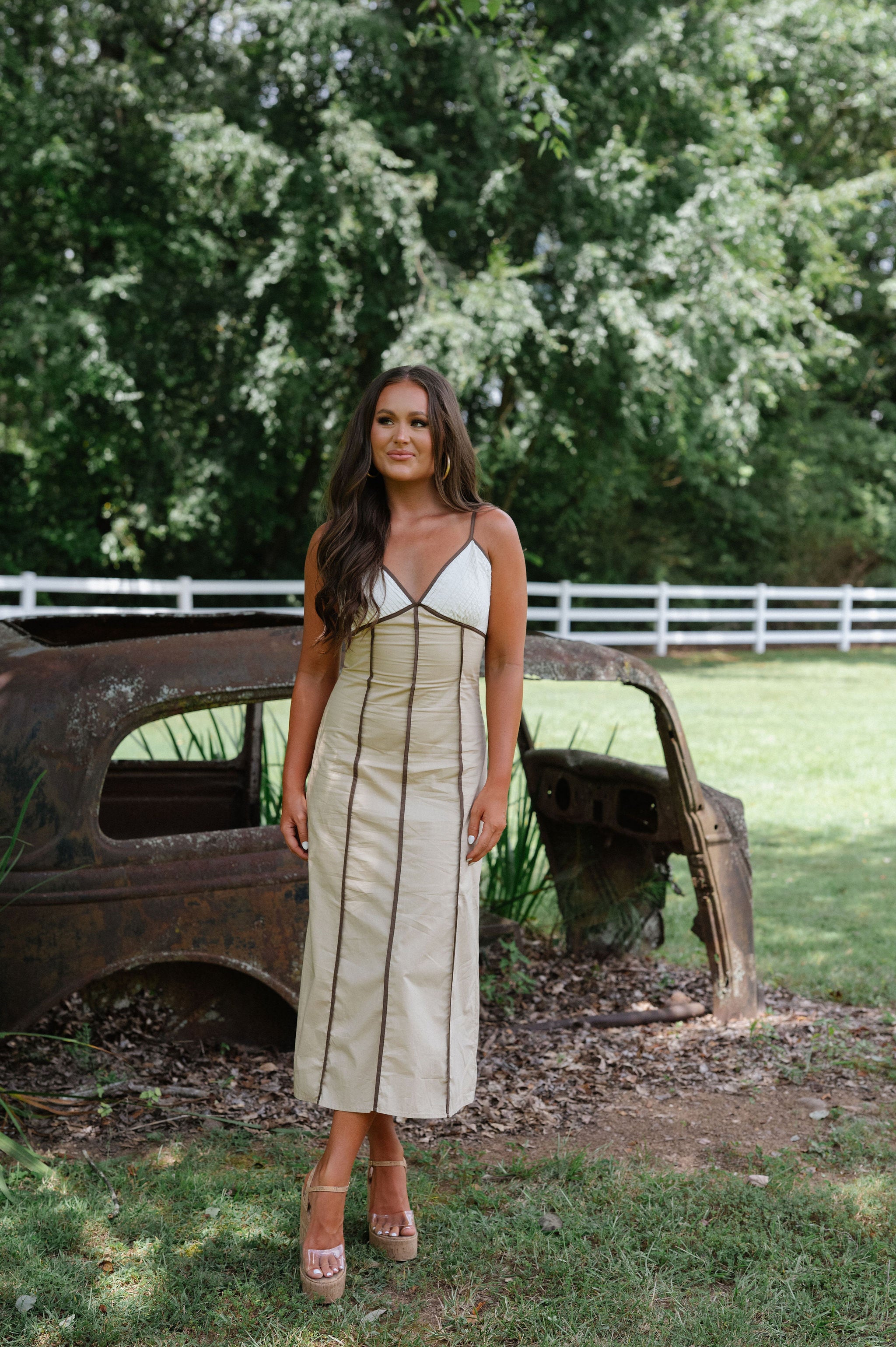 Ruby Midi Dress-Taupe/Multi
