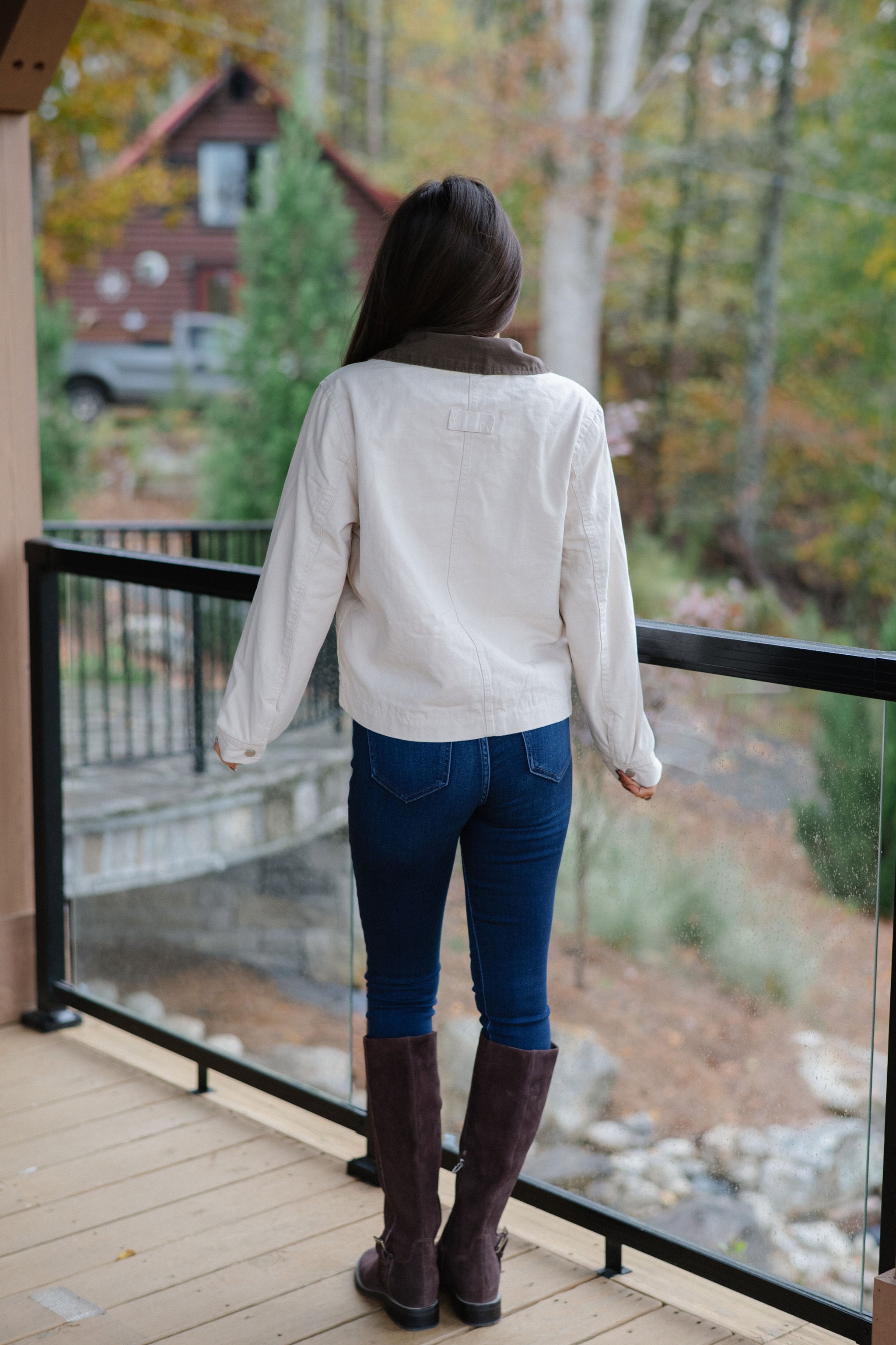 Washed Canvas Barn Jacket-Ecru