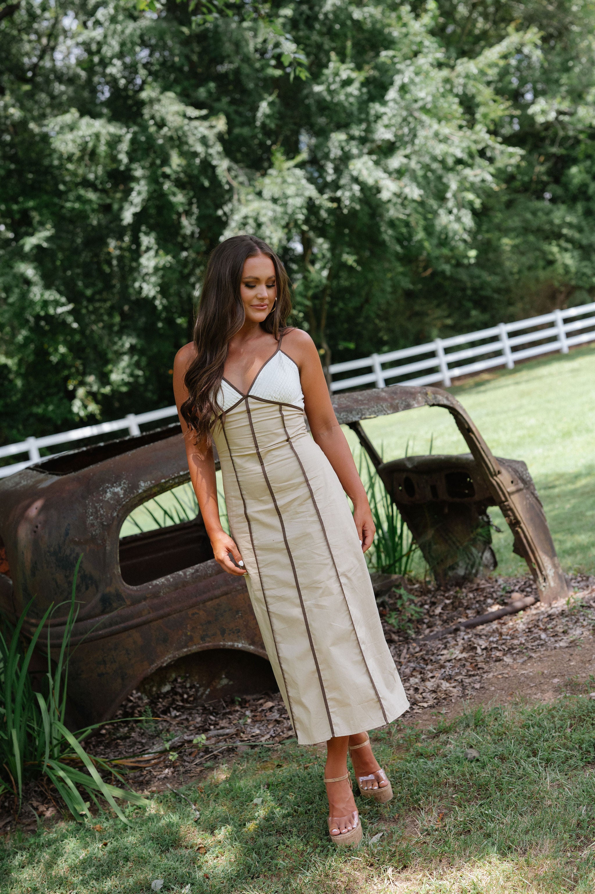 Ruby Midi Dress-Taupe/Multi