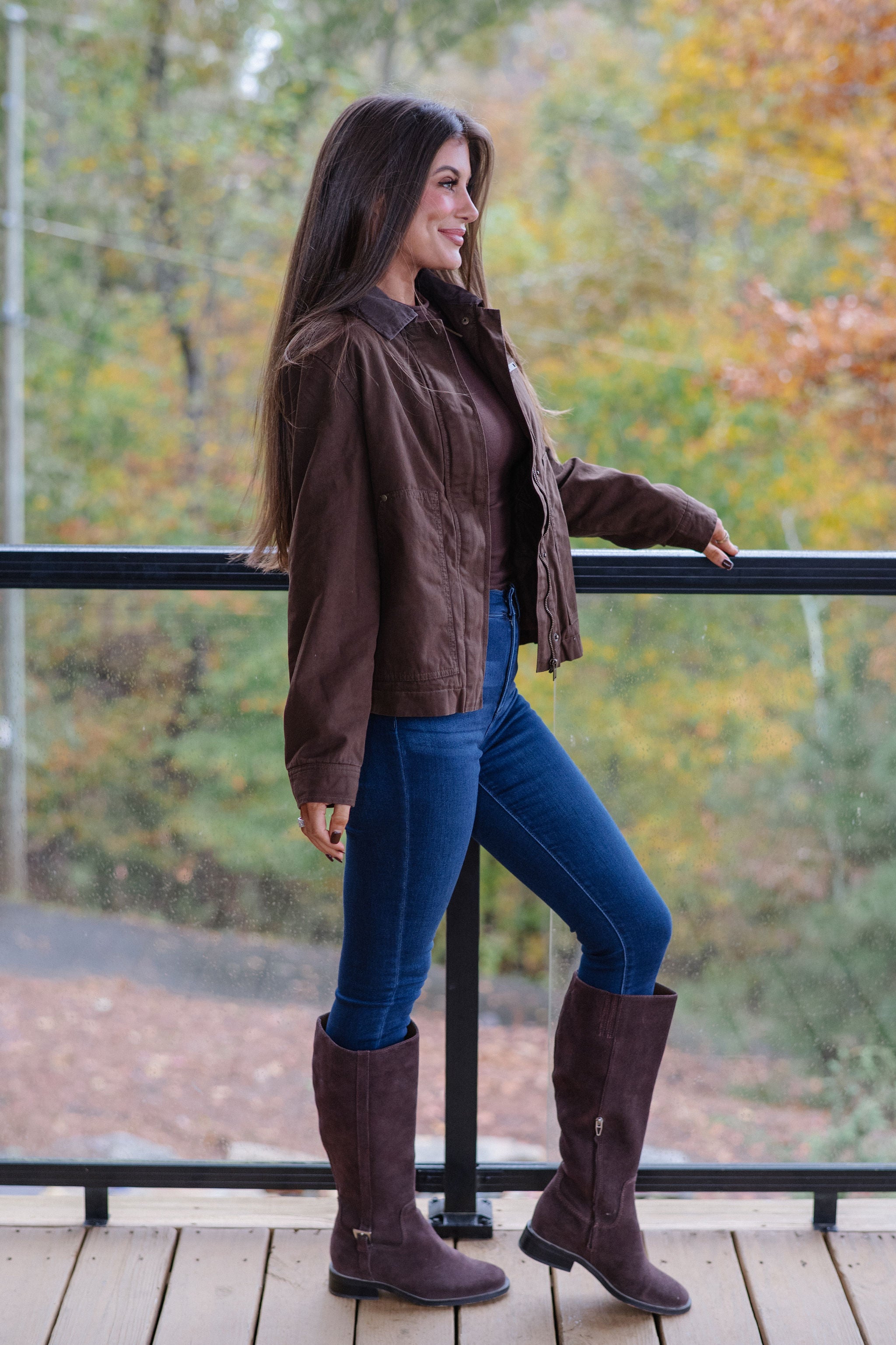 Washed Canvas Barn Jacket-Brown