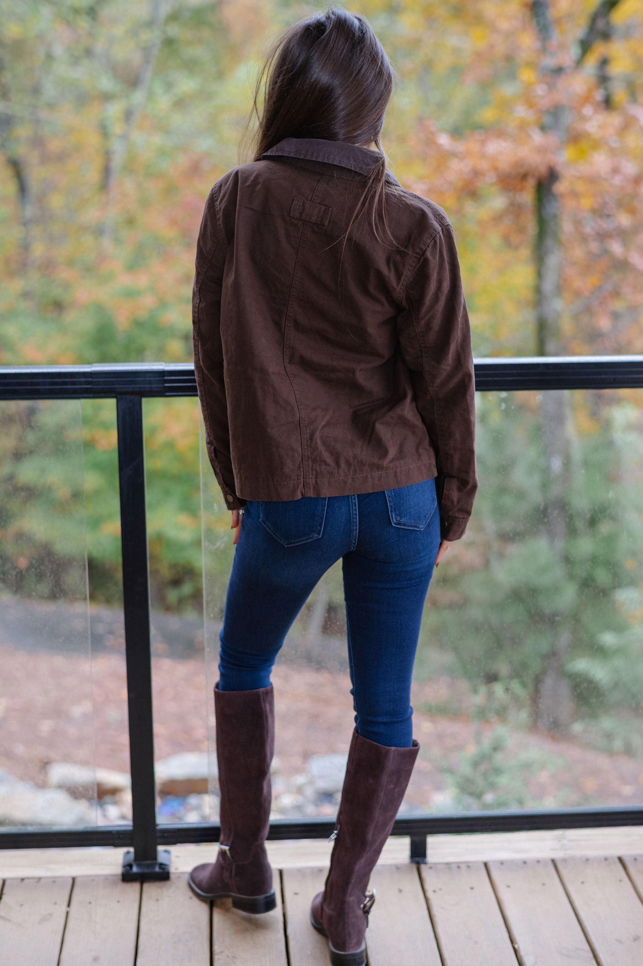 Washed Canvas Barn Jacket-Brown