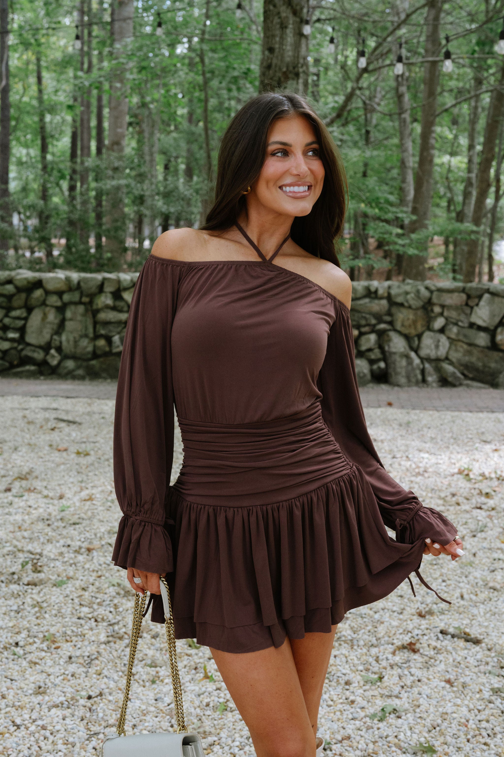 OTS Halter Neck Dress- Mocha