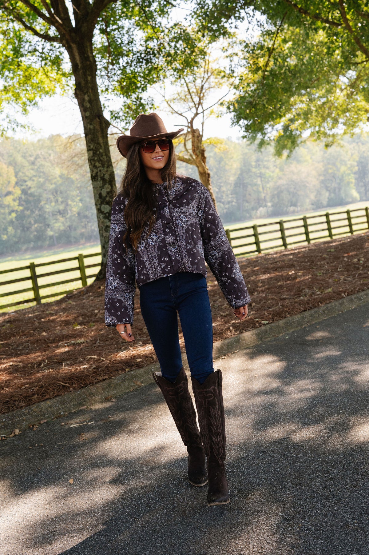 Maeve Paisley Print Jacket-Chocolate