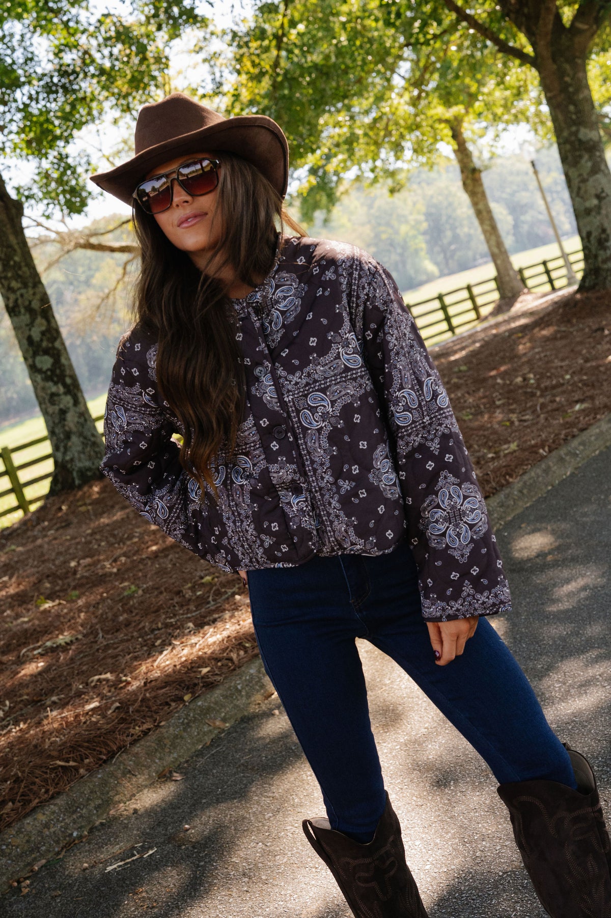 Maeve Paisley Print Jacket-Chocolate
