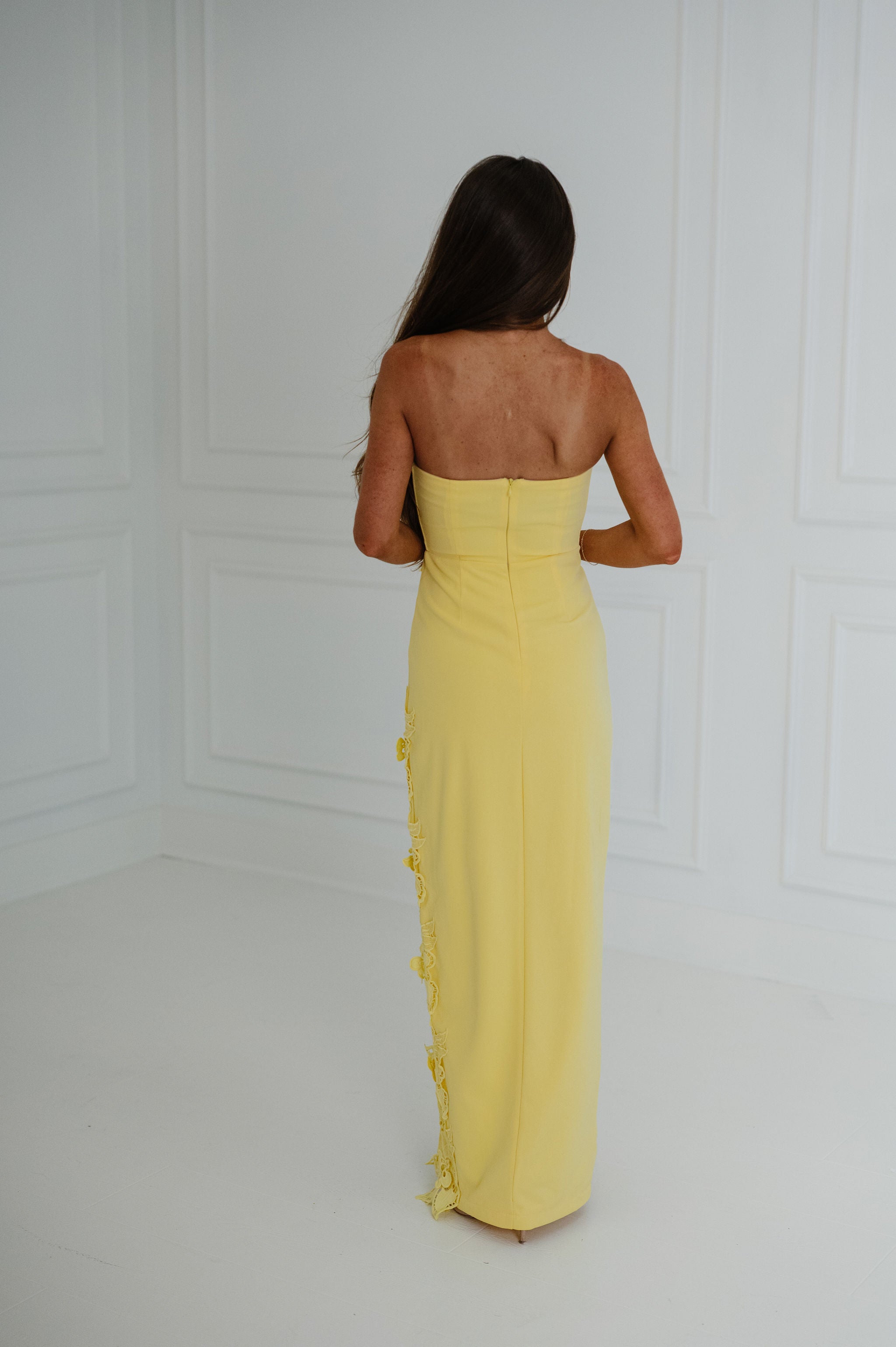 Tiffany Applique Maxi Dress-Yellow