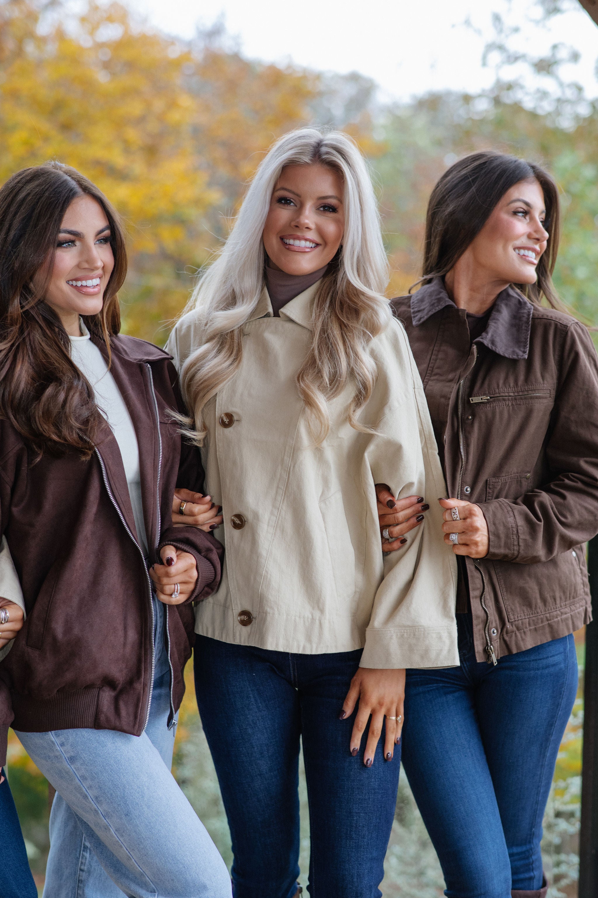 Asymmetric Button Closure Jacket-Beige