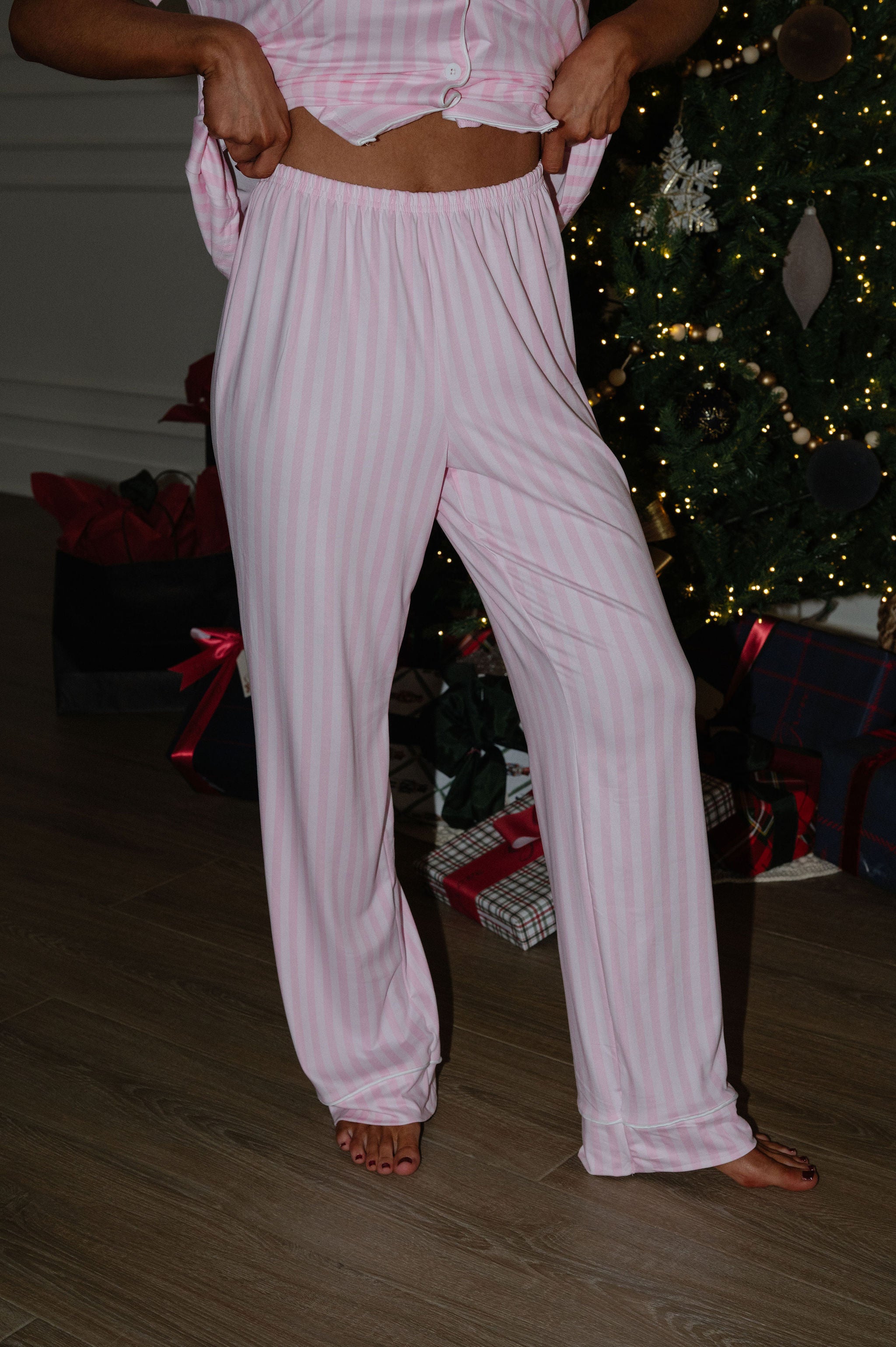Colette Striped Pajamas Set-Pink