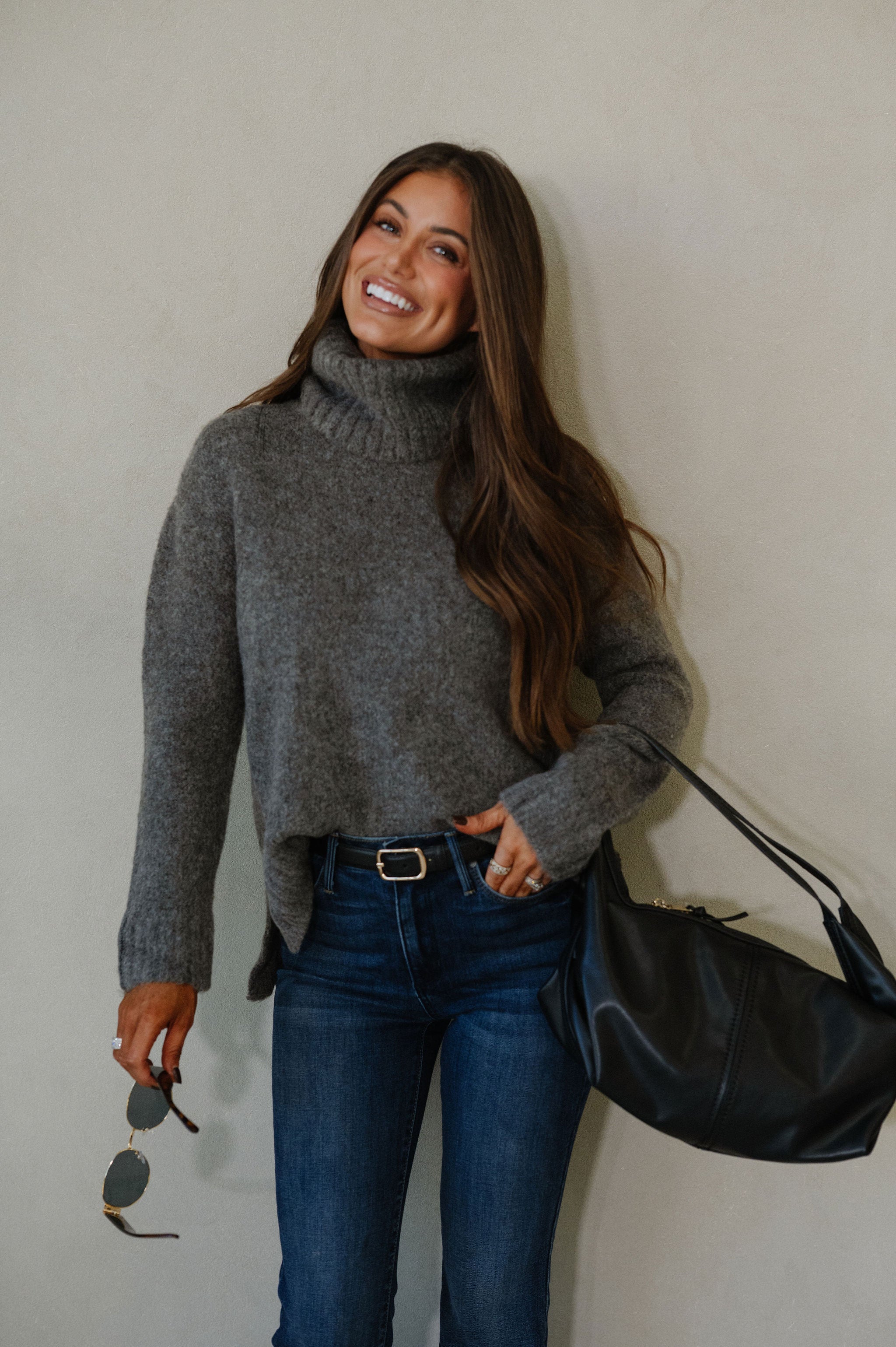 Cozy Classic Turtleneck Sweater-Dark Grey