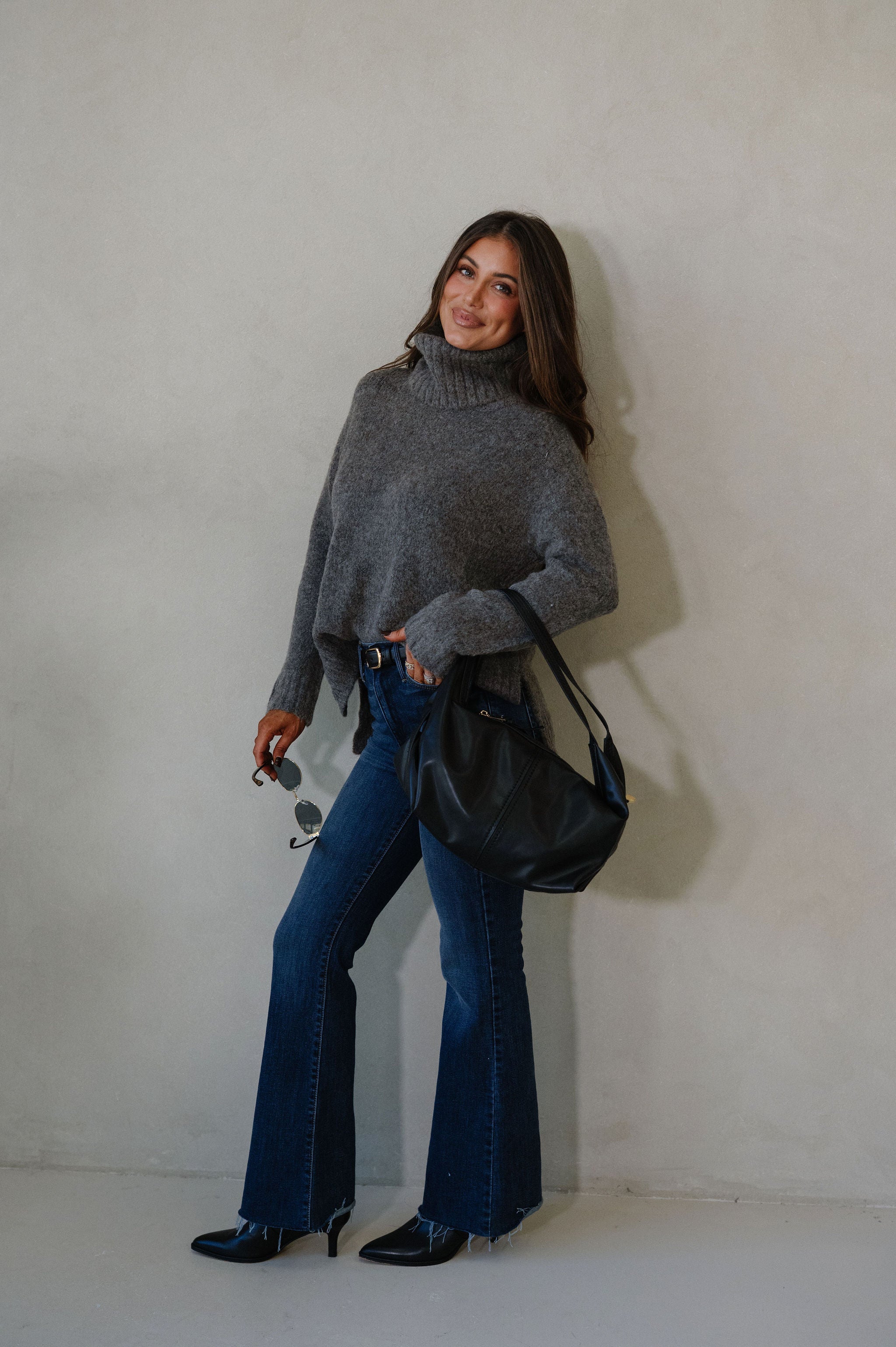 Cozy Classic Turtleneck Sweater-Dark Grey