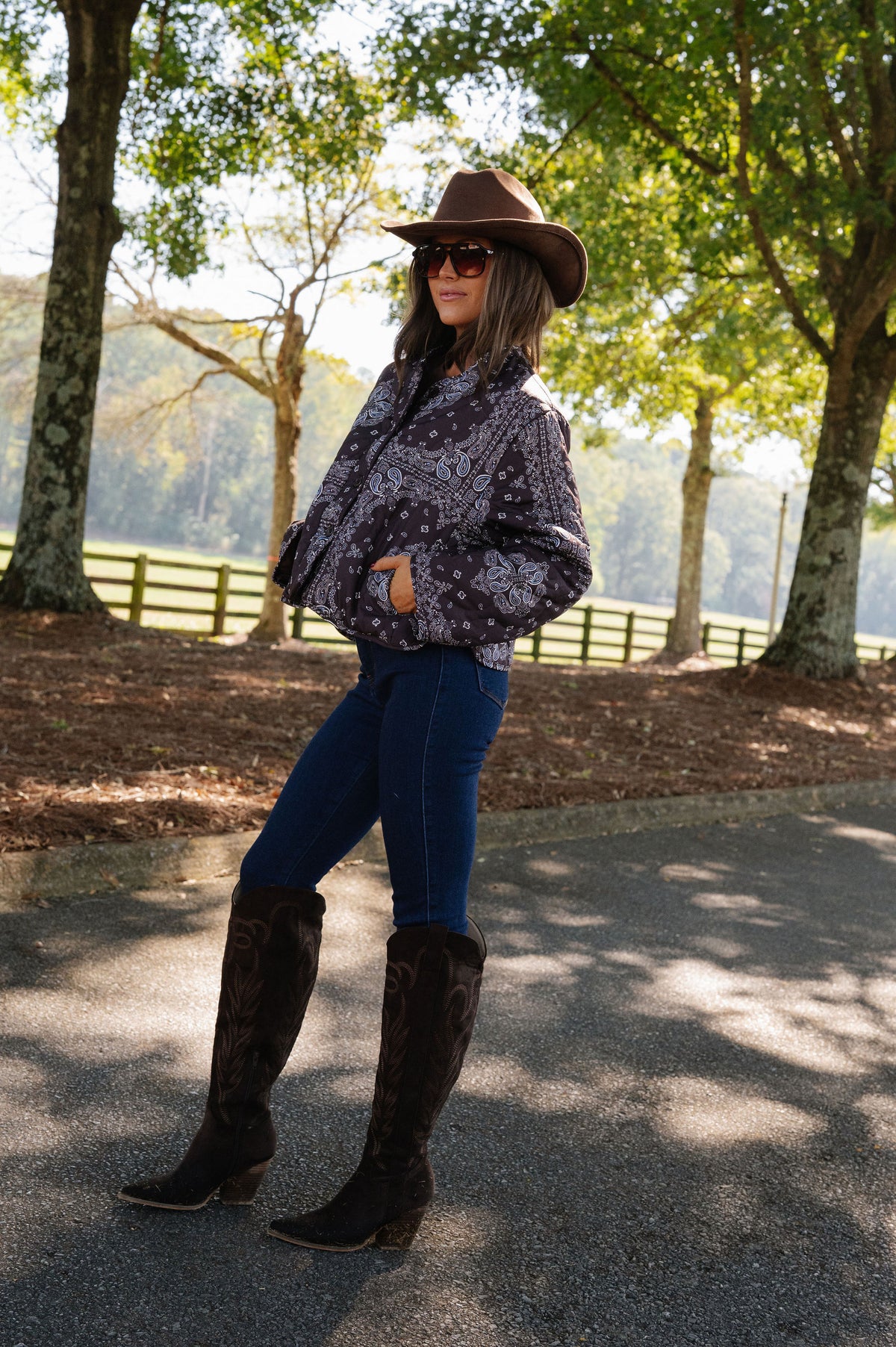 Maeve Paisley Print Jacket-Chocolate