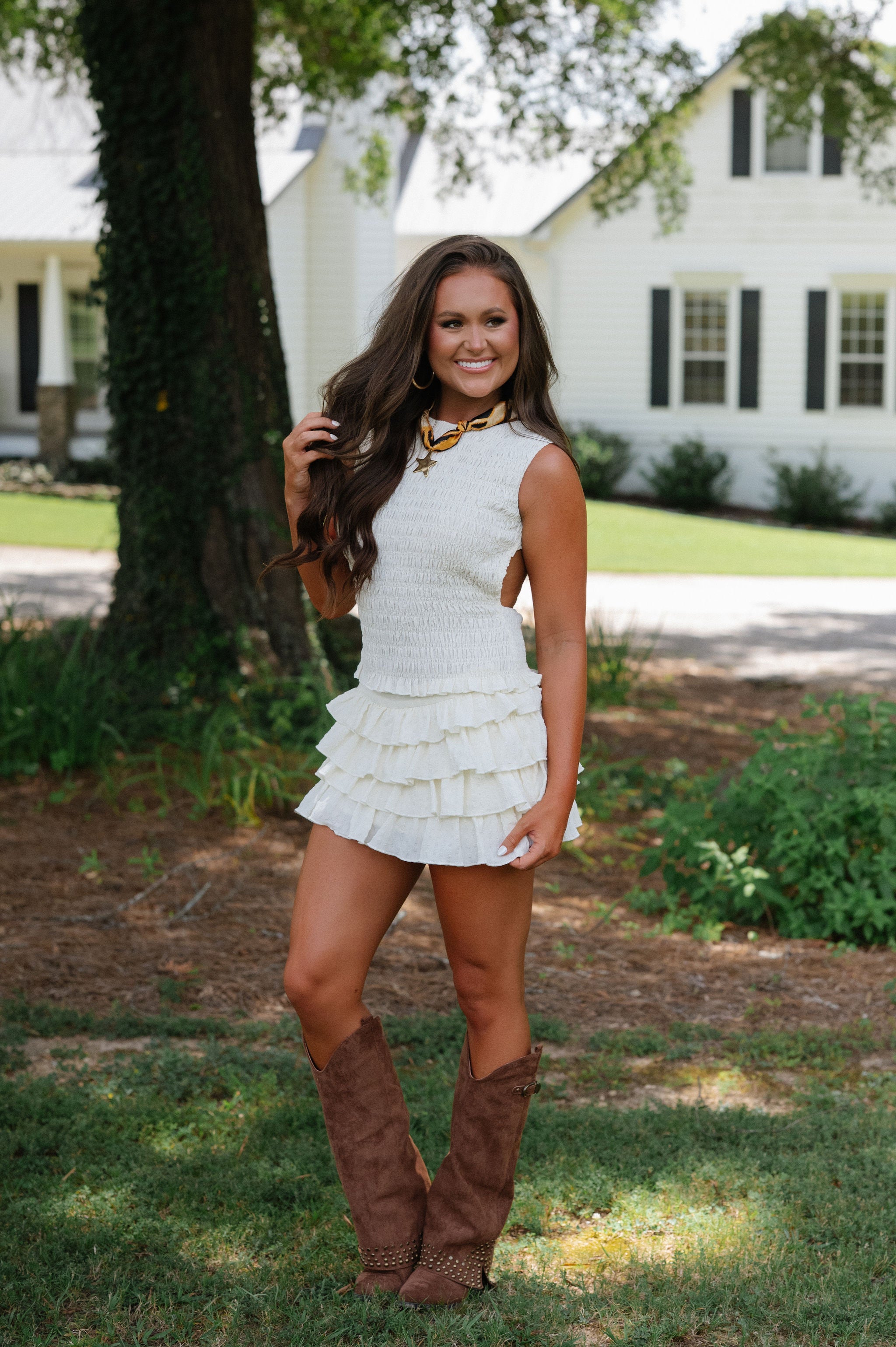 Jada Ruffle Skirt Set-Ivory