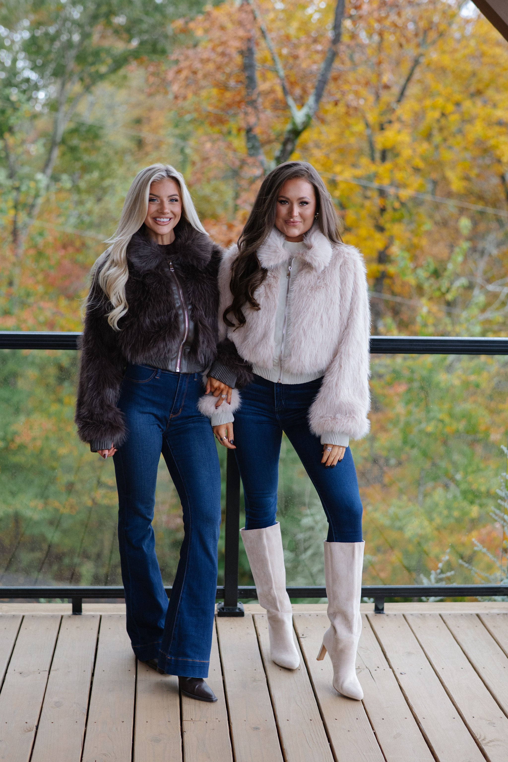 Faux Fur Plush Zippered Jacket-Taupe