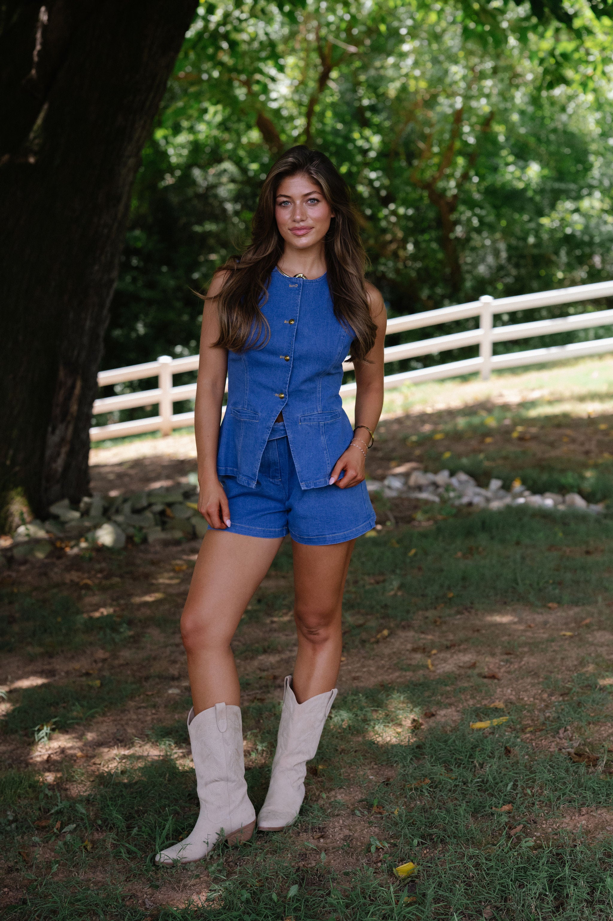 Stratton Denim Shorts Set-Blue