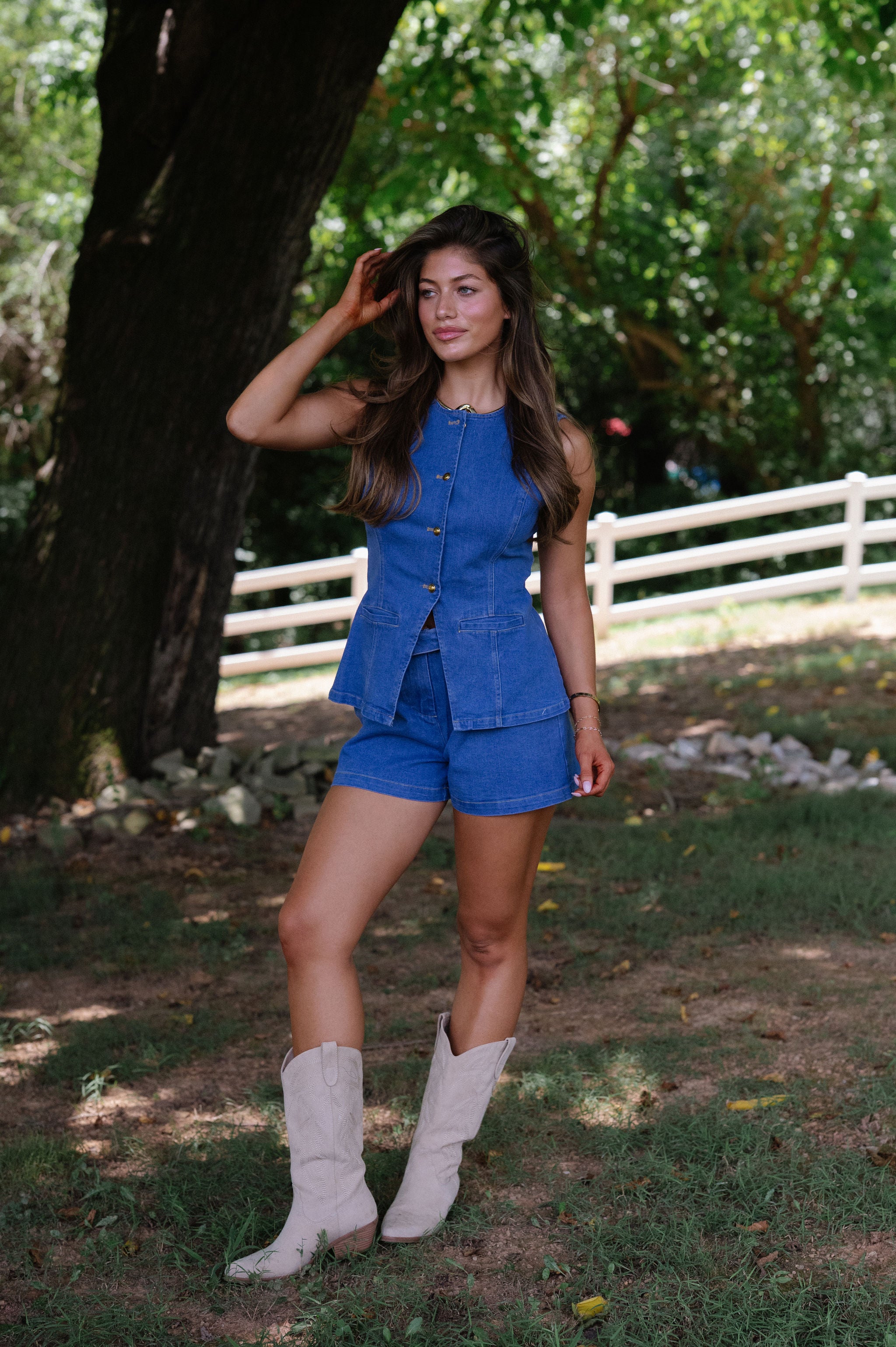 Stratton Denim Shorts Set-Blue