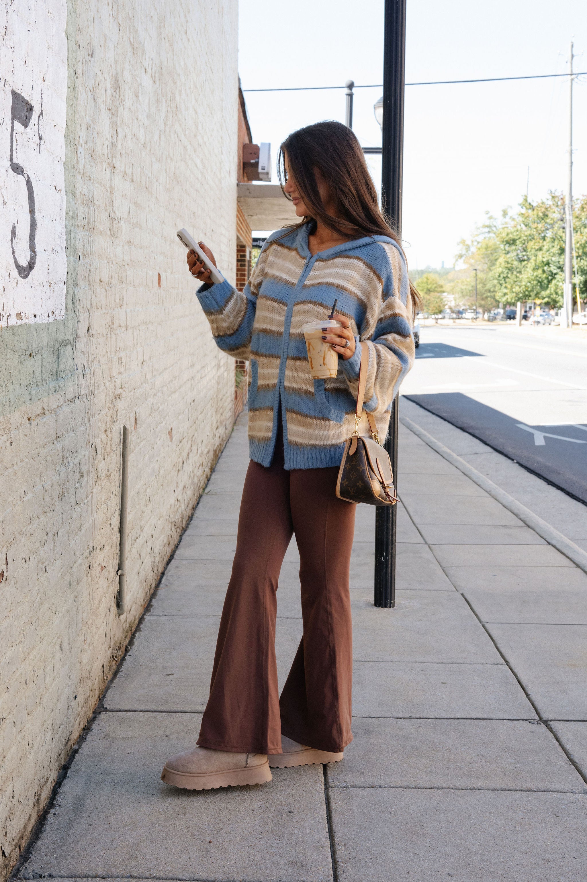 Striped Hooded Cardigan-Denim Multi
