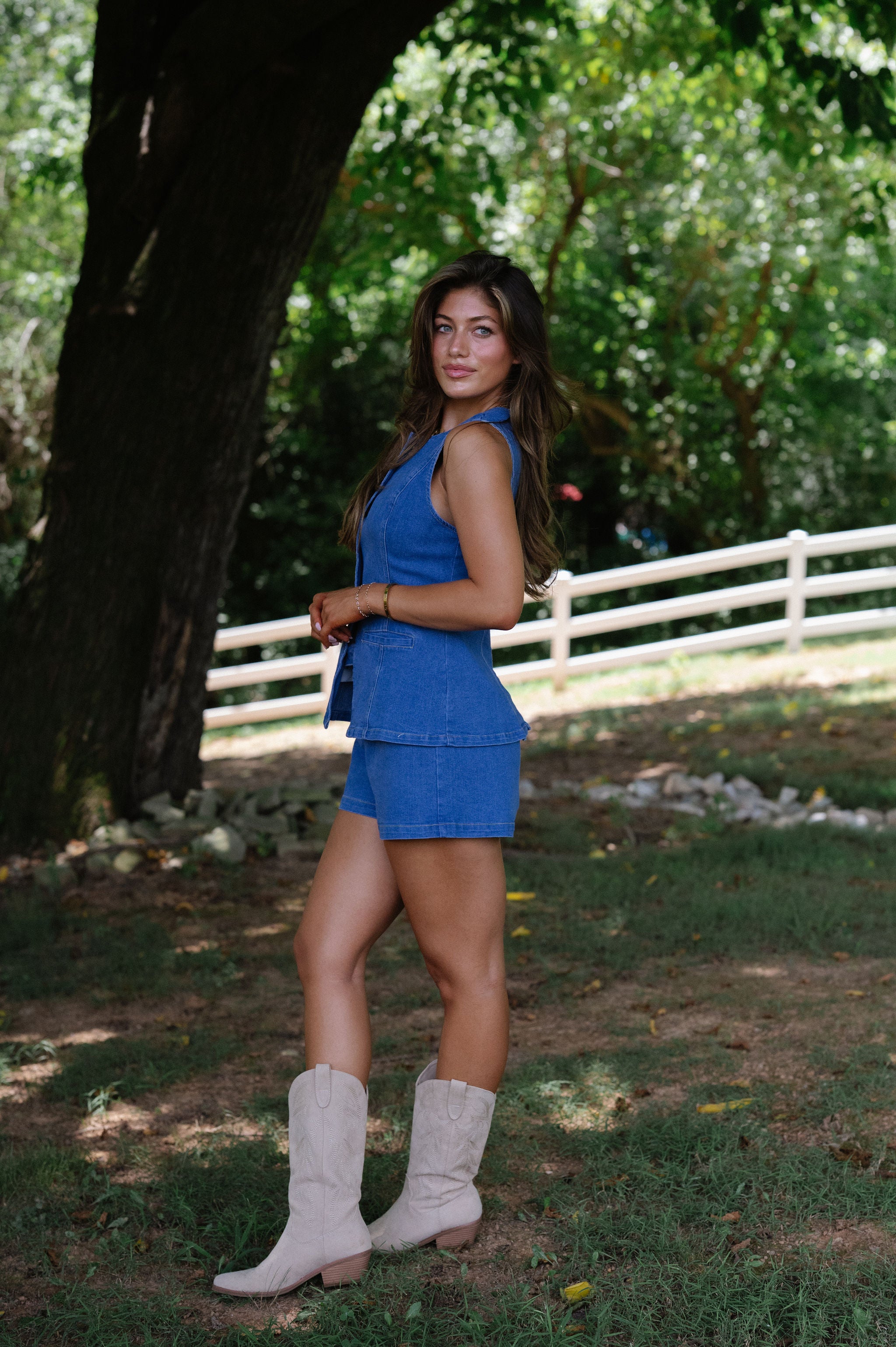 Stratton Denim Shorts Set-Blue