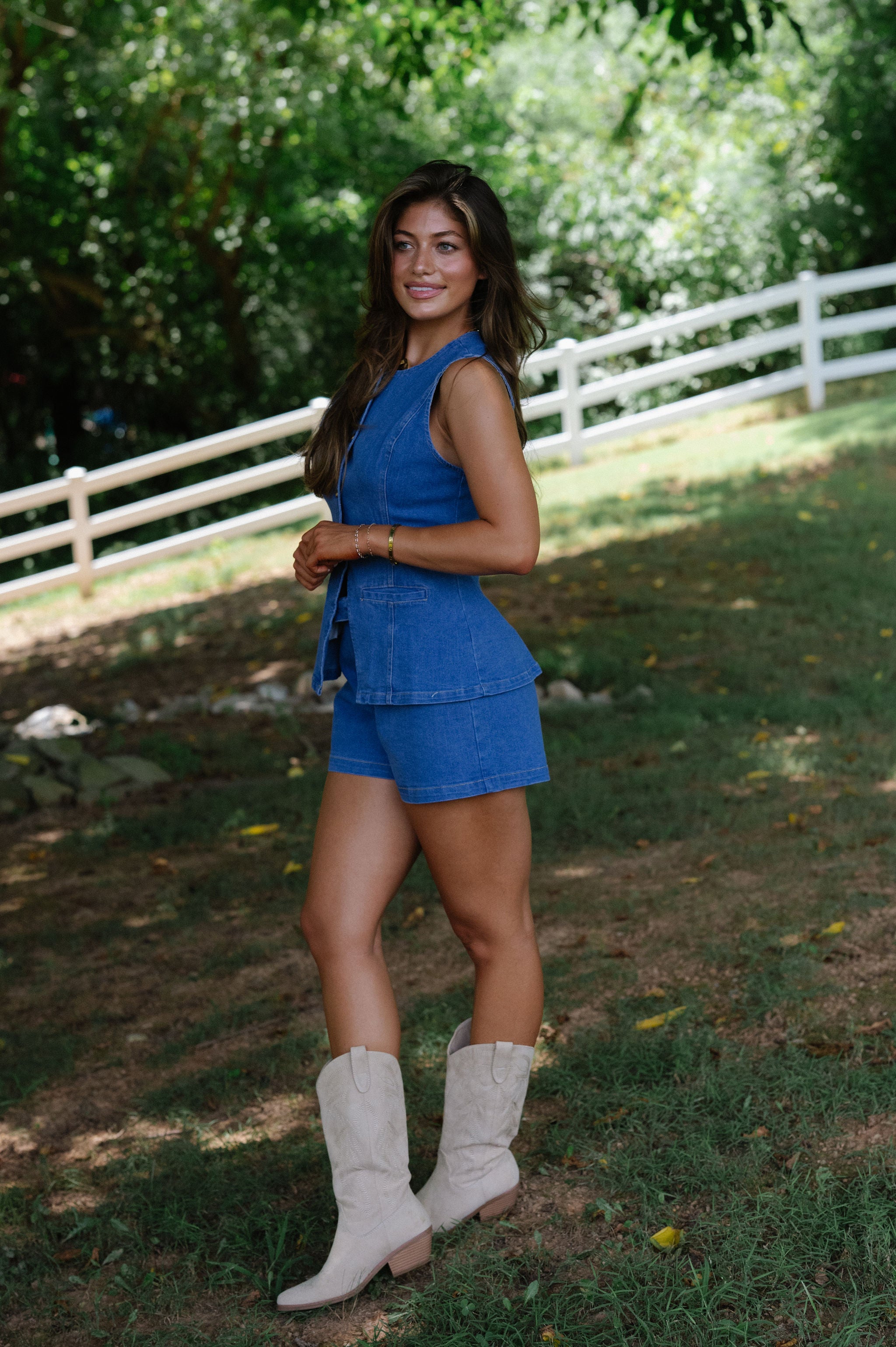 Stratton Denim Shorts Set-Blue