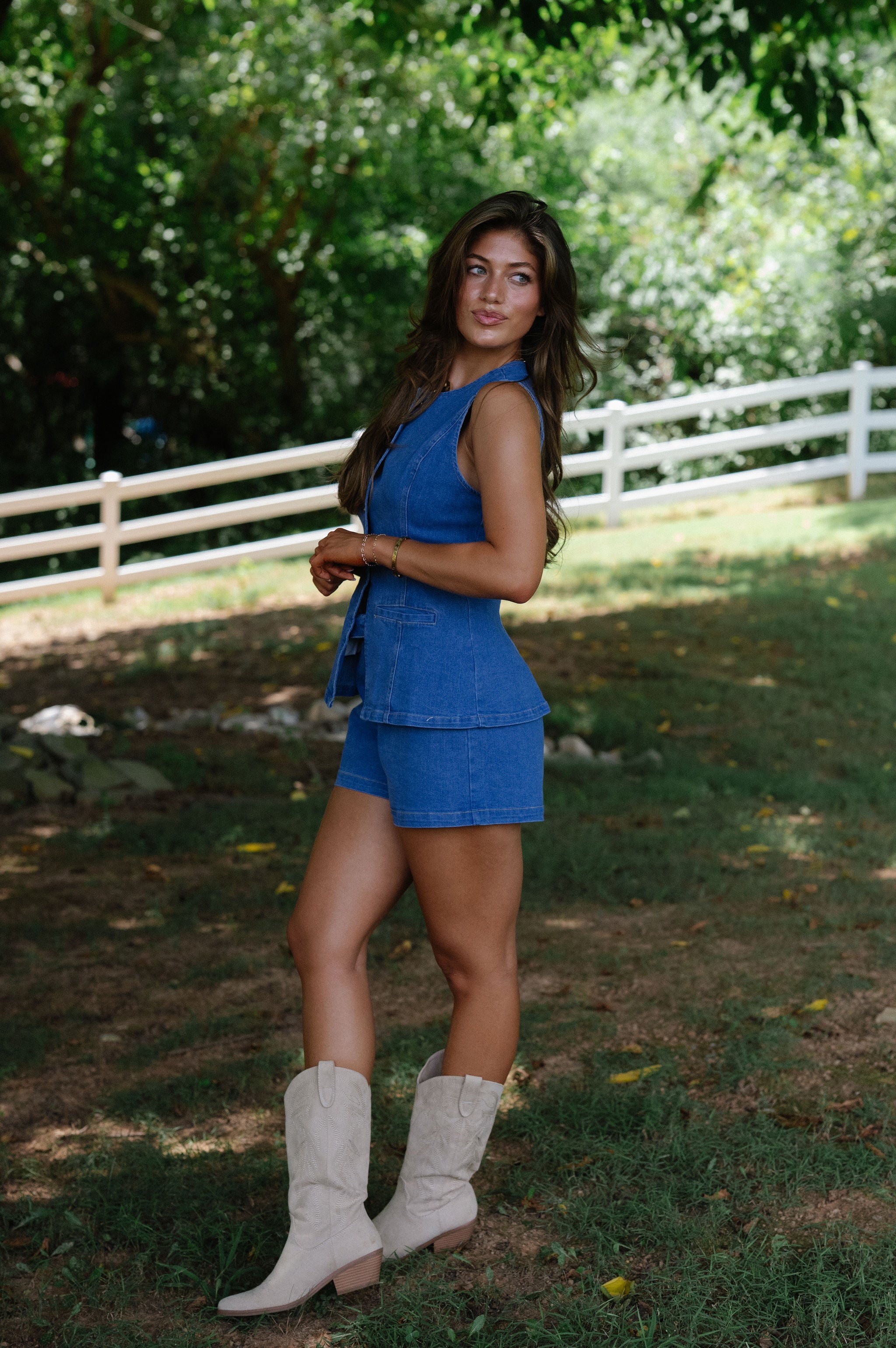 Stratton Denim Shorts Set-Blue