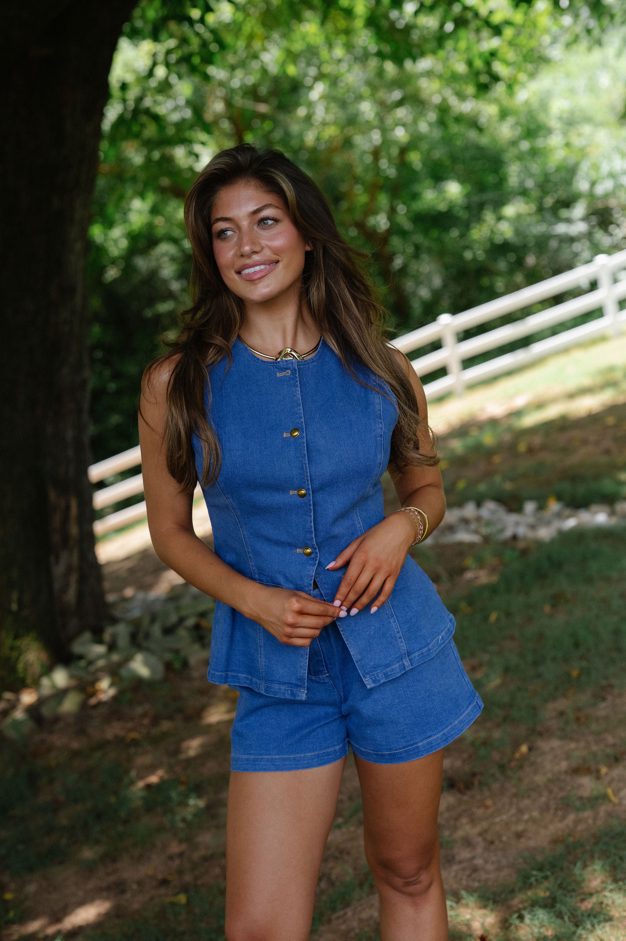 Stratton Denim Shorts Set-Blue
