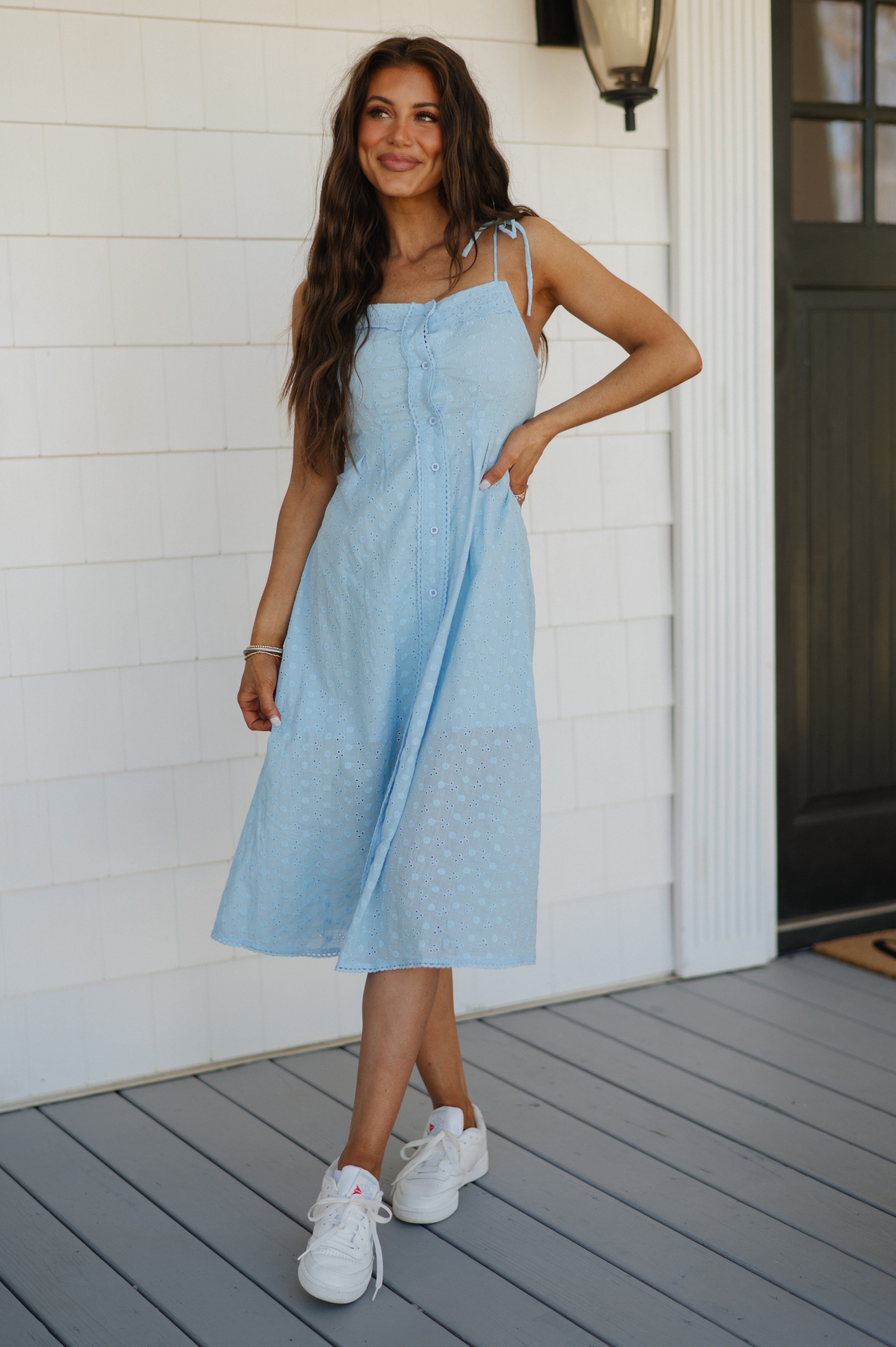 Benson Front Button Dress-Blue