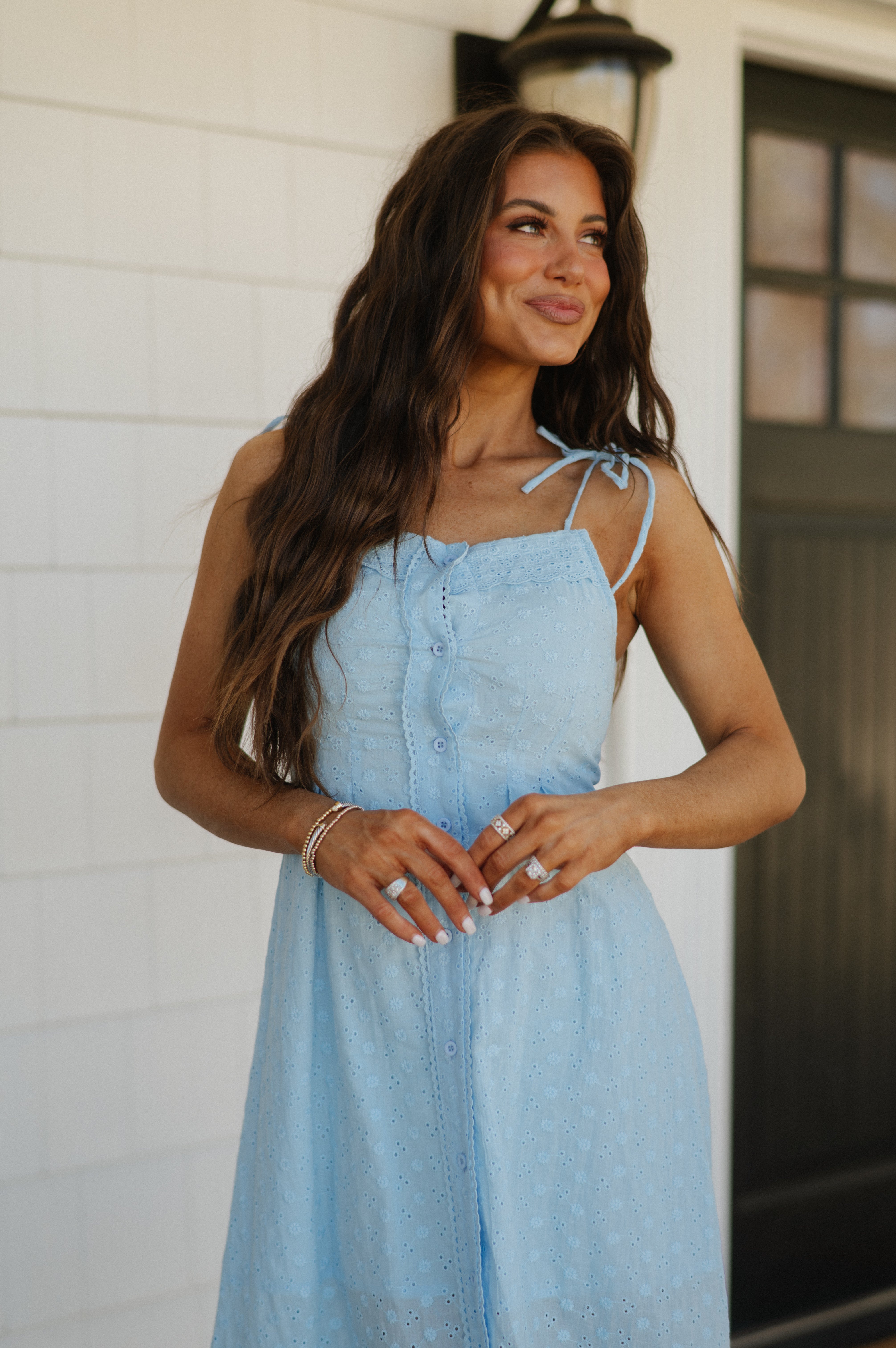 Benson Front Button Dress-Blue