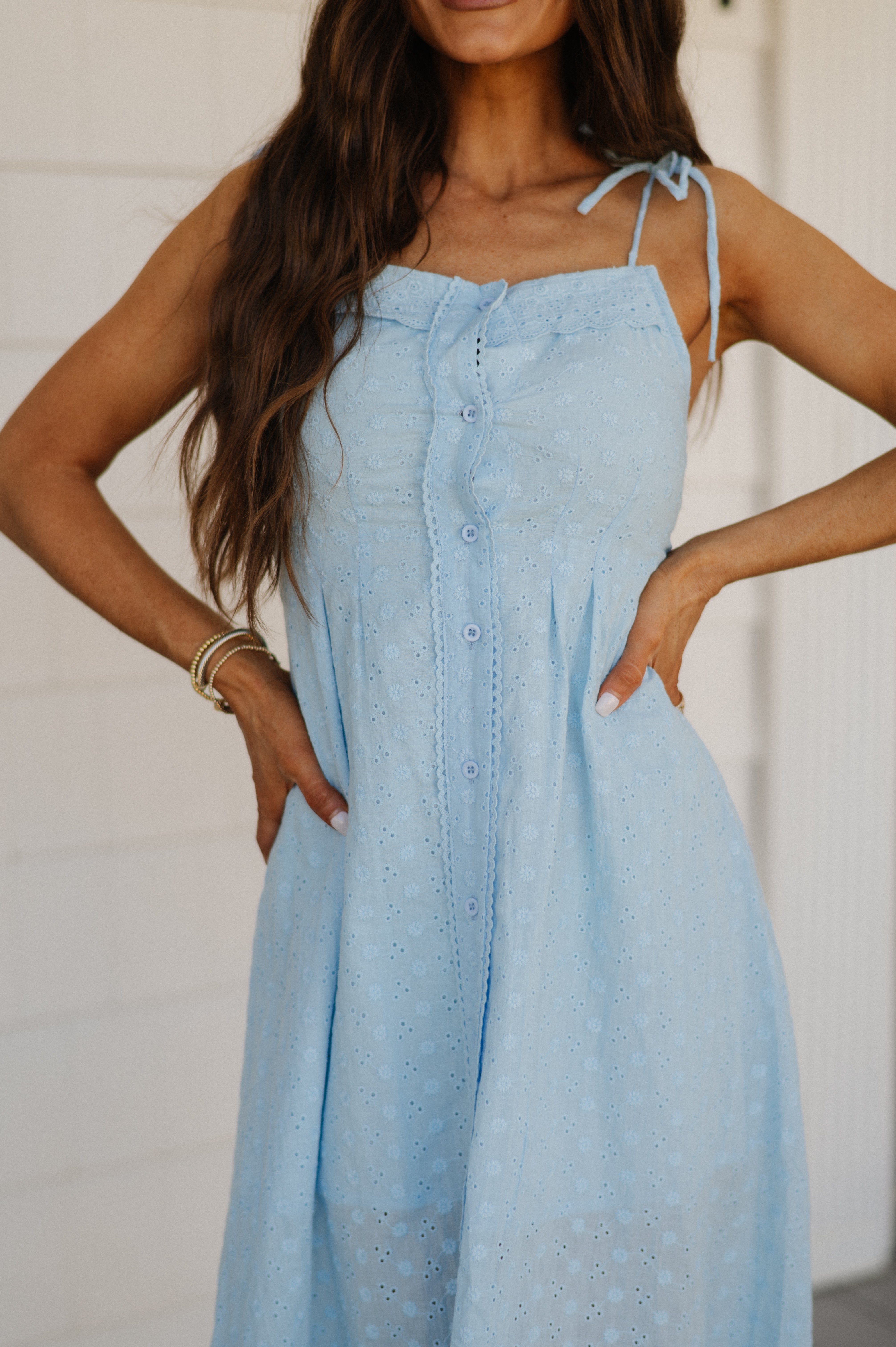 Benson Front Button Dress-Blue