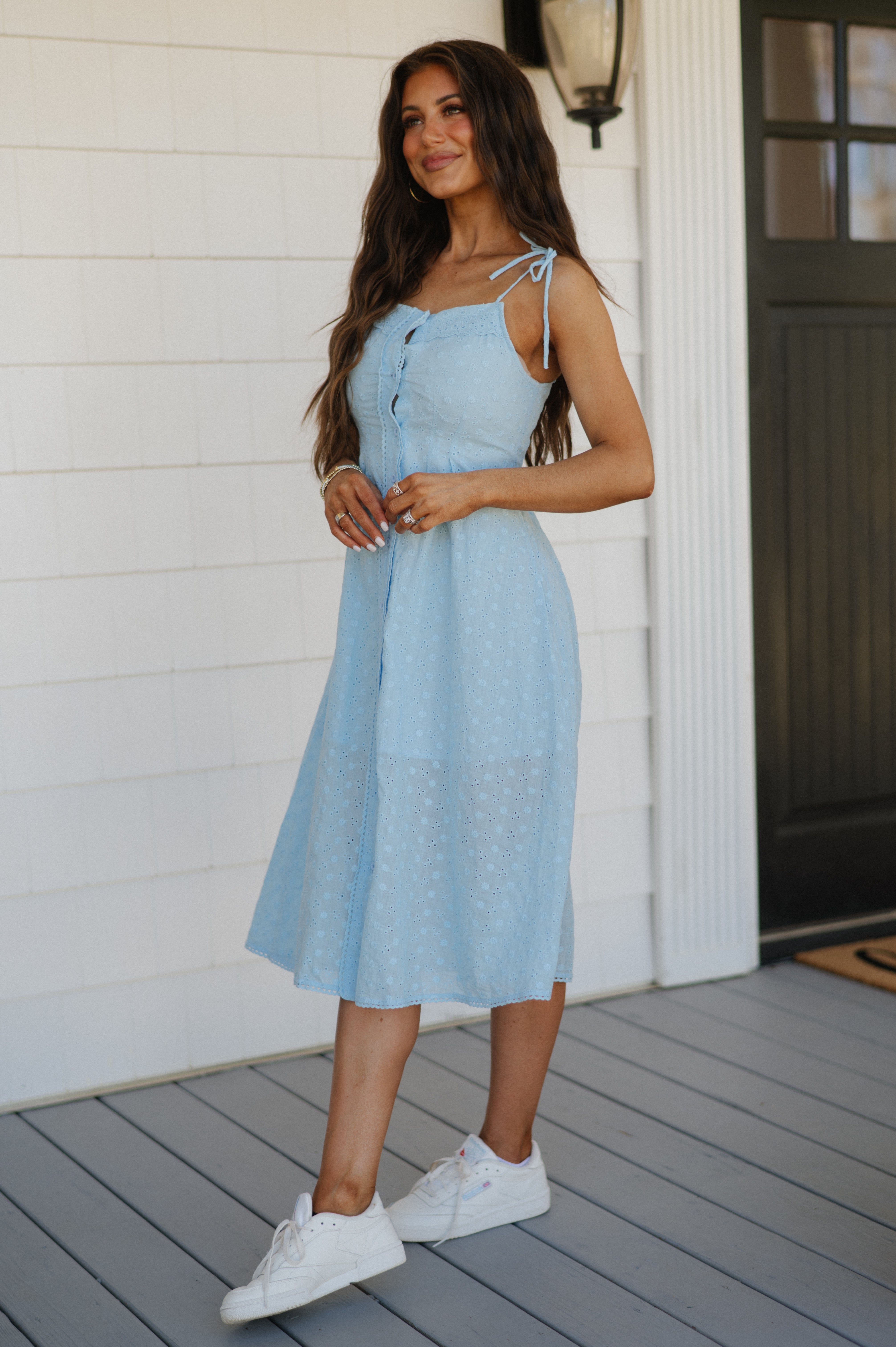 Benson Front Button Dress-Blue