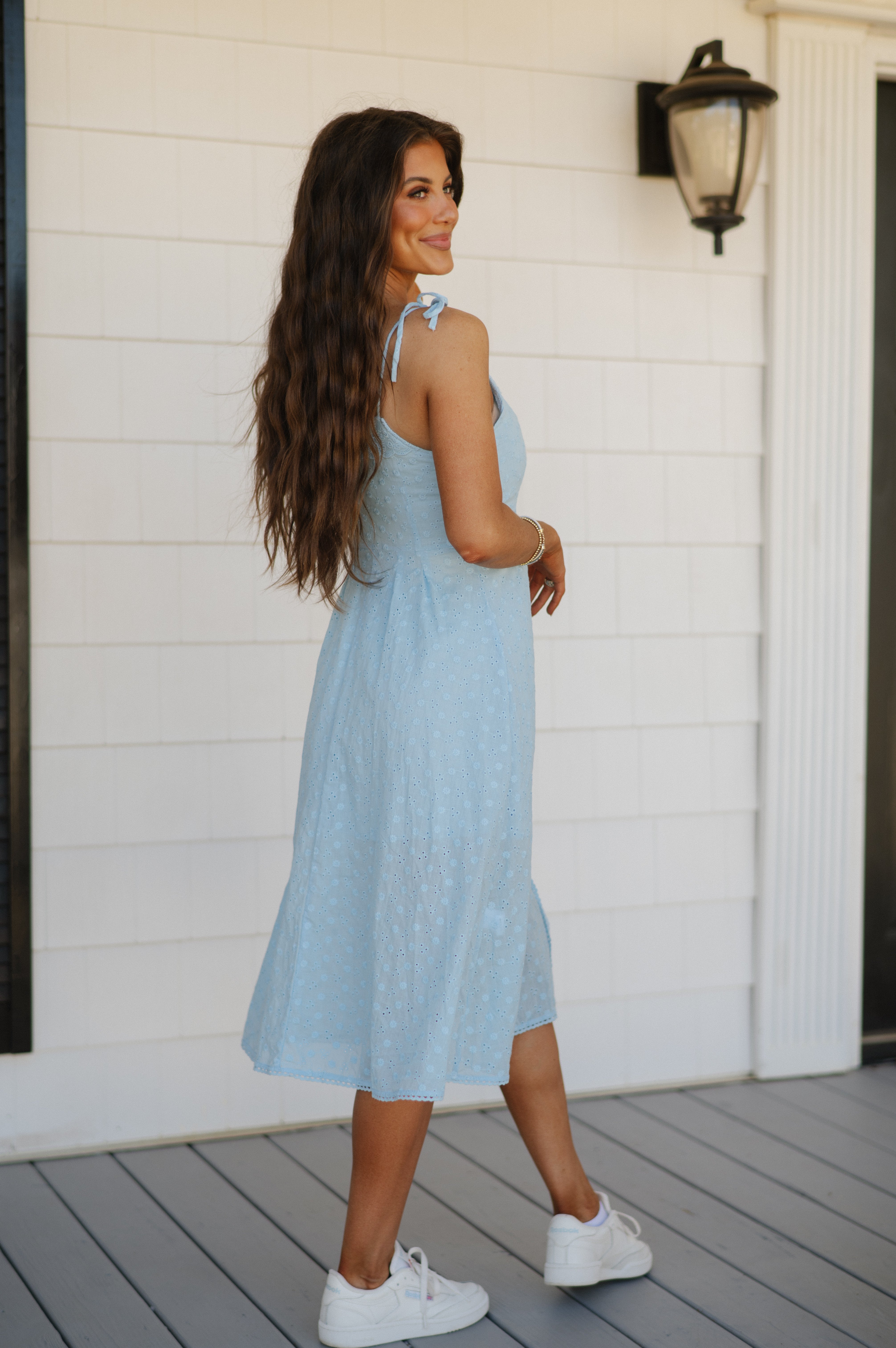 Benson Front Button Dress-Blue