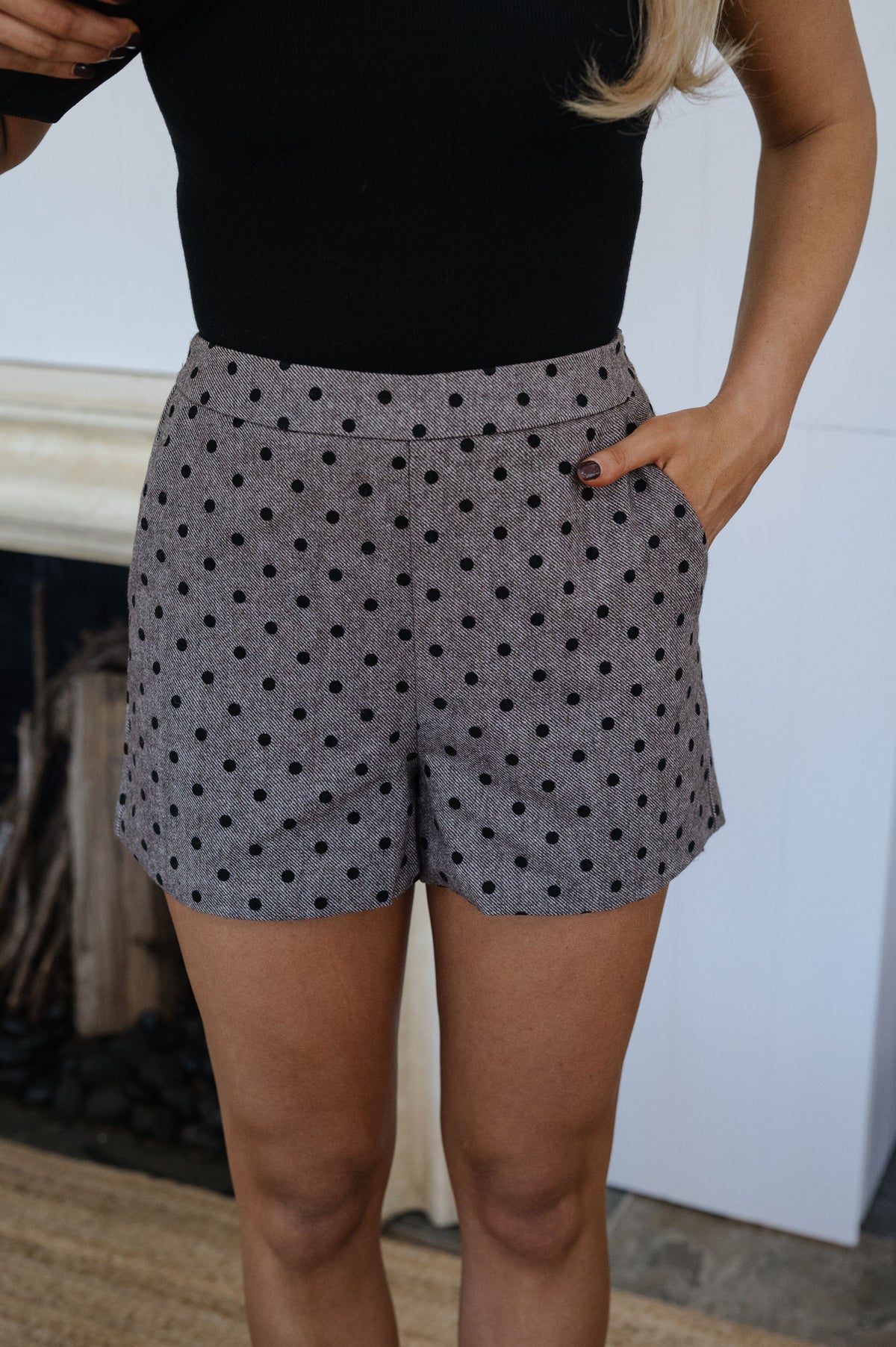 Polka Dot Shorts-Mocha