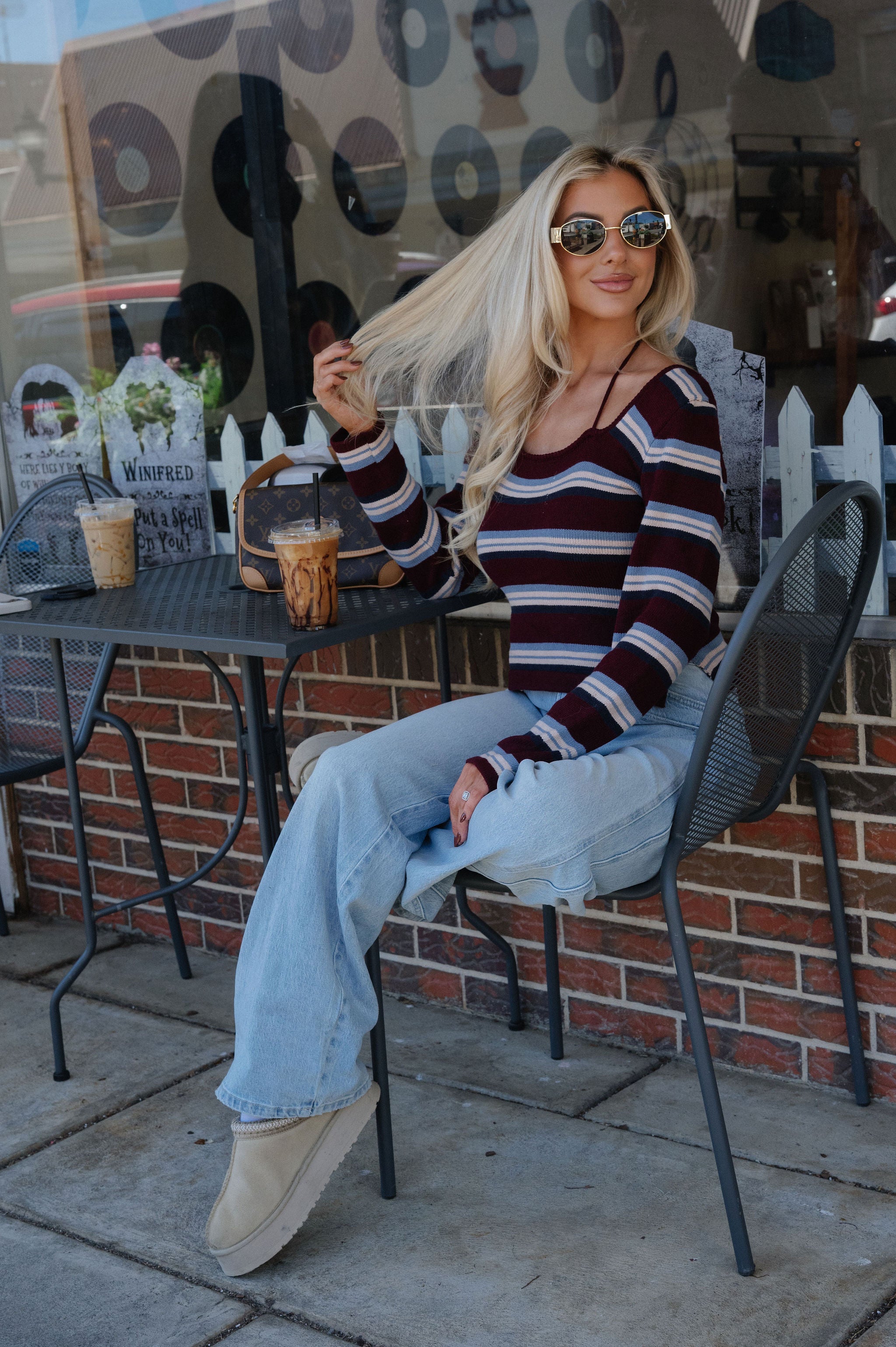 Garrett Striped Sweater-Burgundy