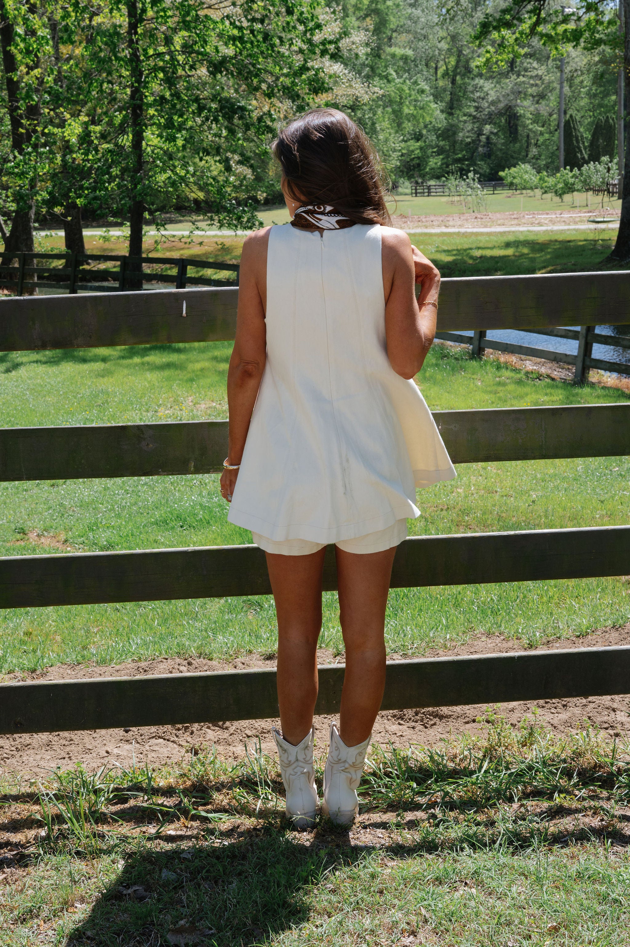 Harper Flared Hem Romper-Ivory