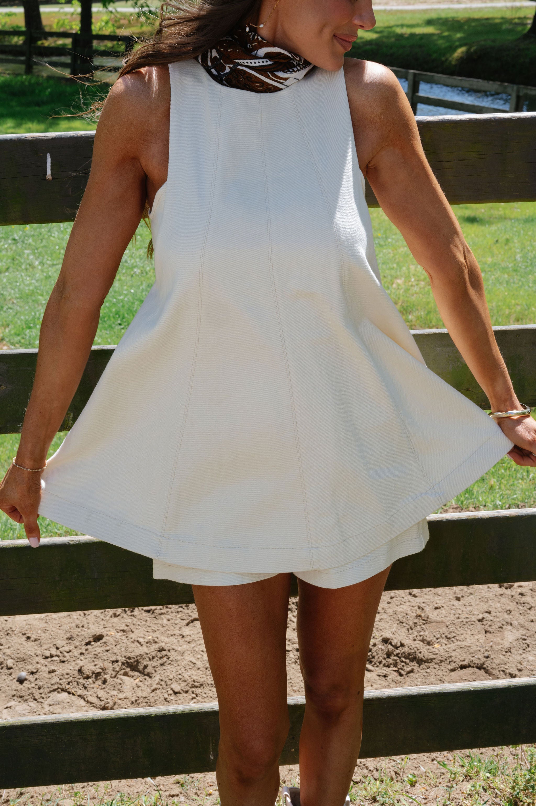 Harper Flared Hem Romper-Ivory