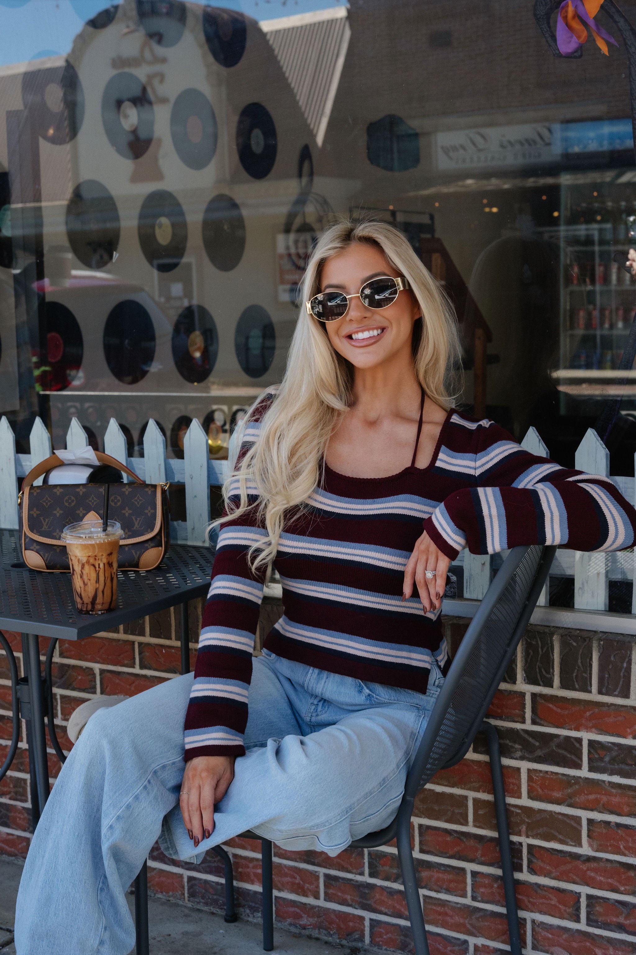 Garrett Striped Sweater-Burgundy