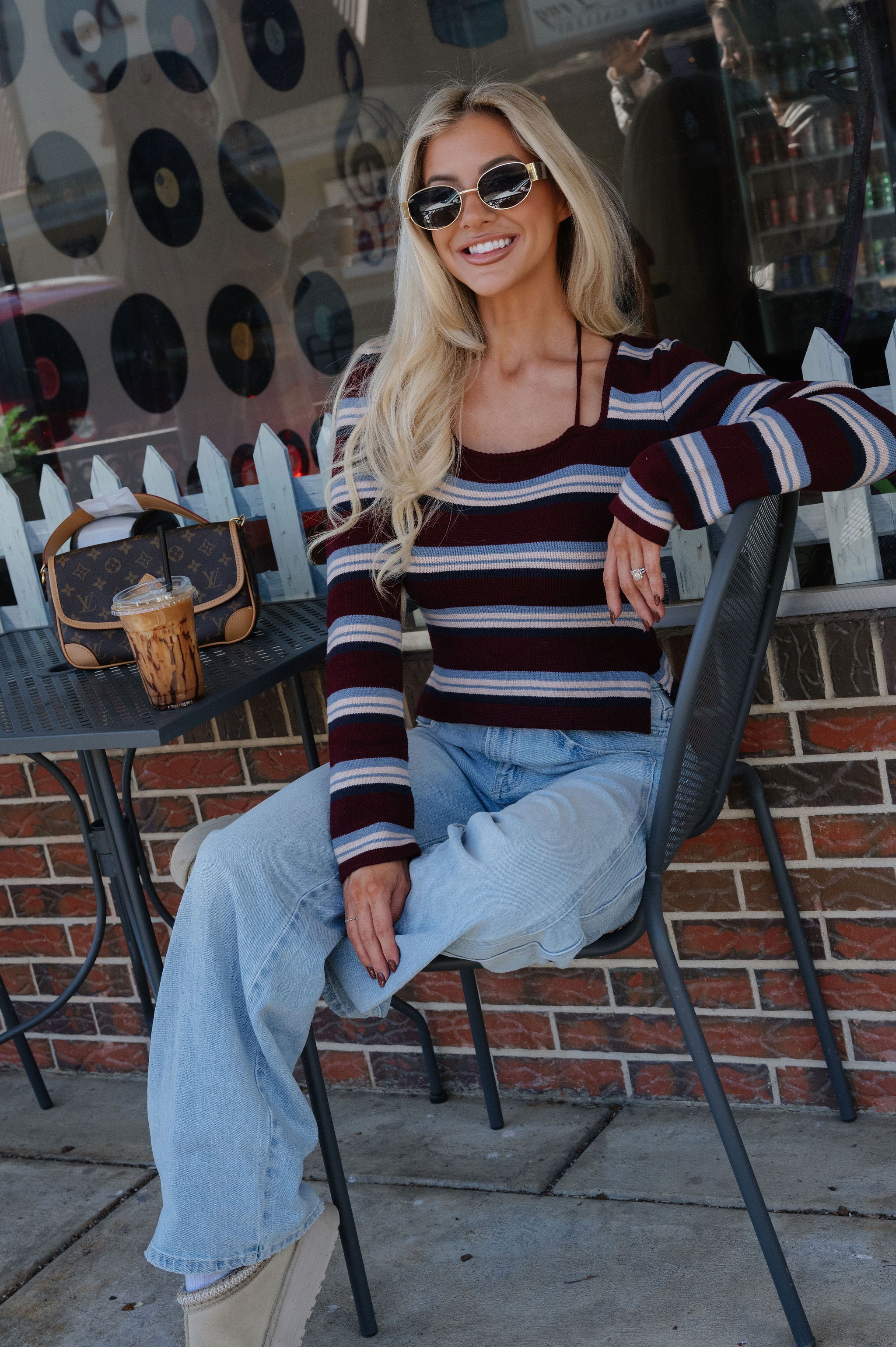 Garrett Striped Sweater-Burgundy