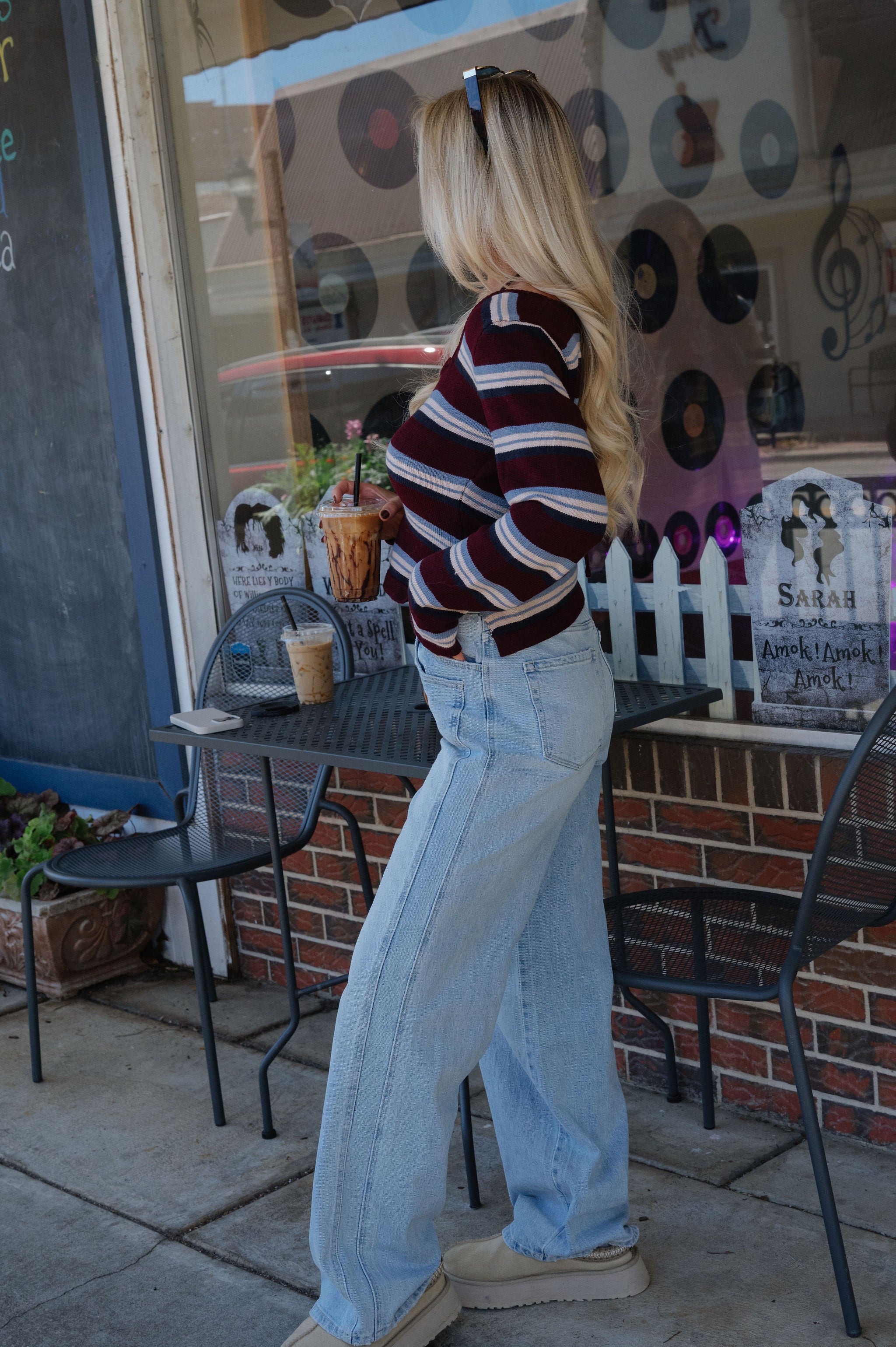 Garrett Striped Sweater-Burgundy