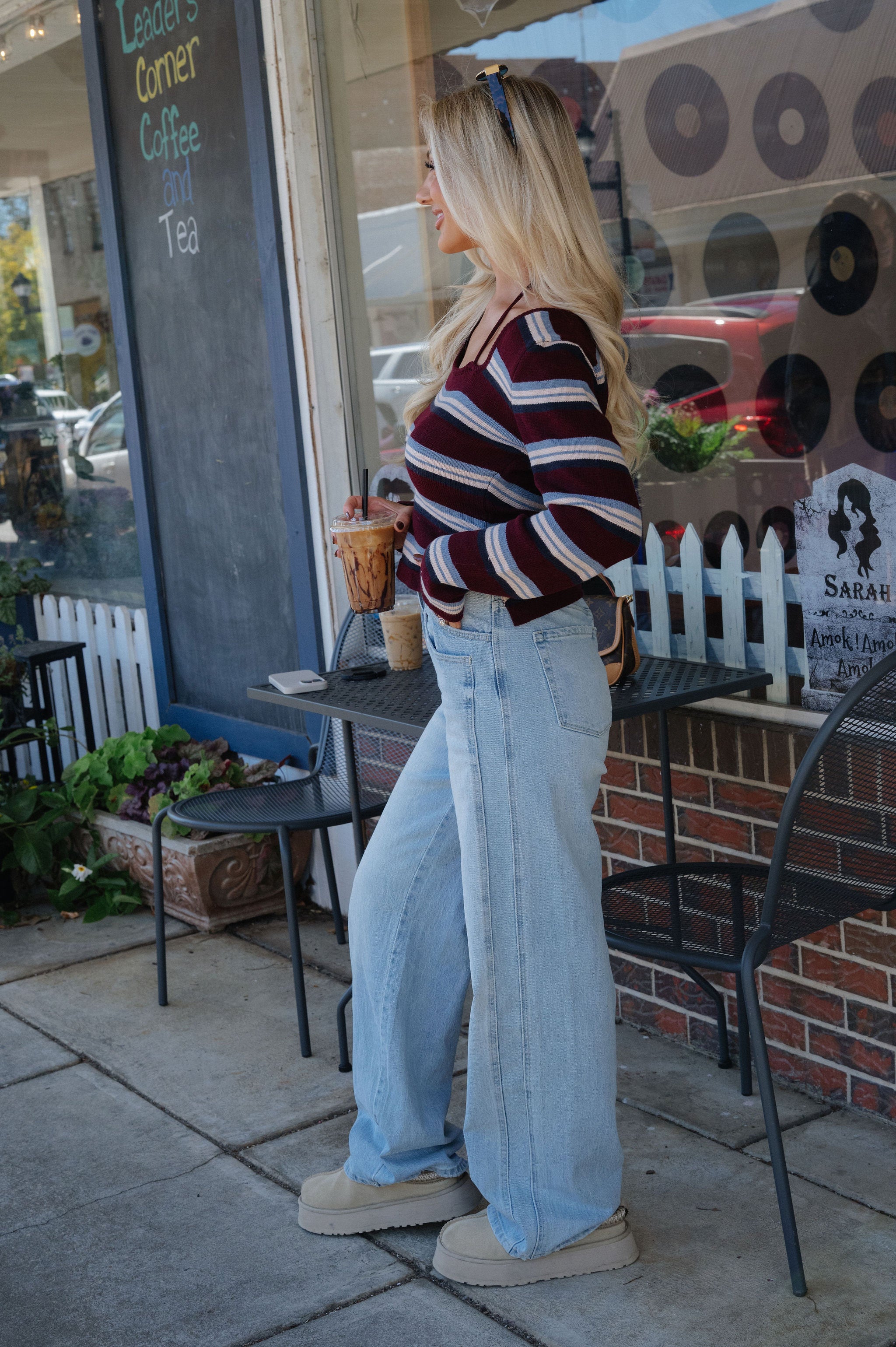 Garrett Striped Sweater-Burgundy