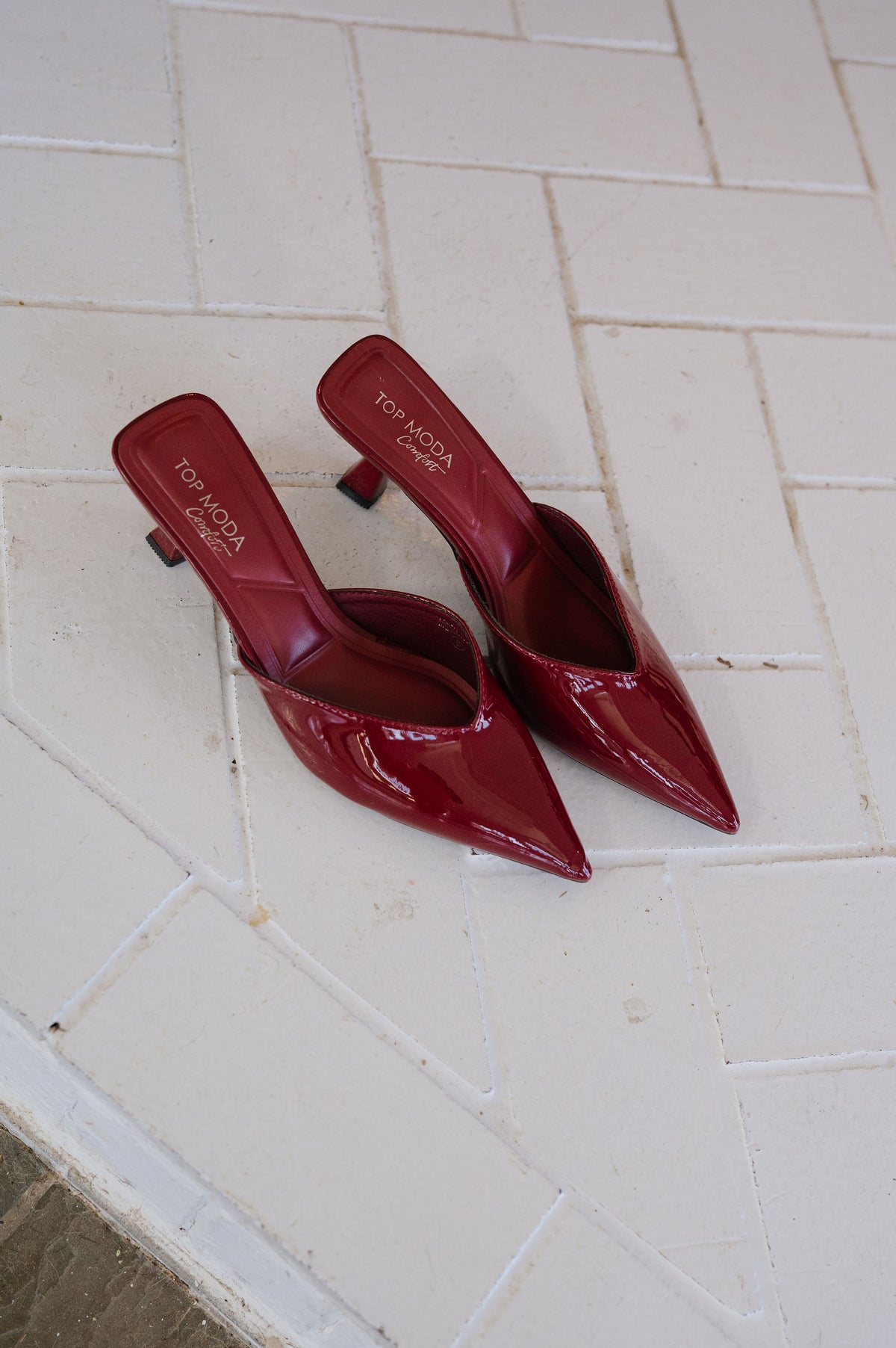 Morley Patent Heels-Cherry