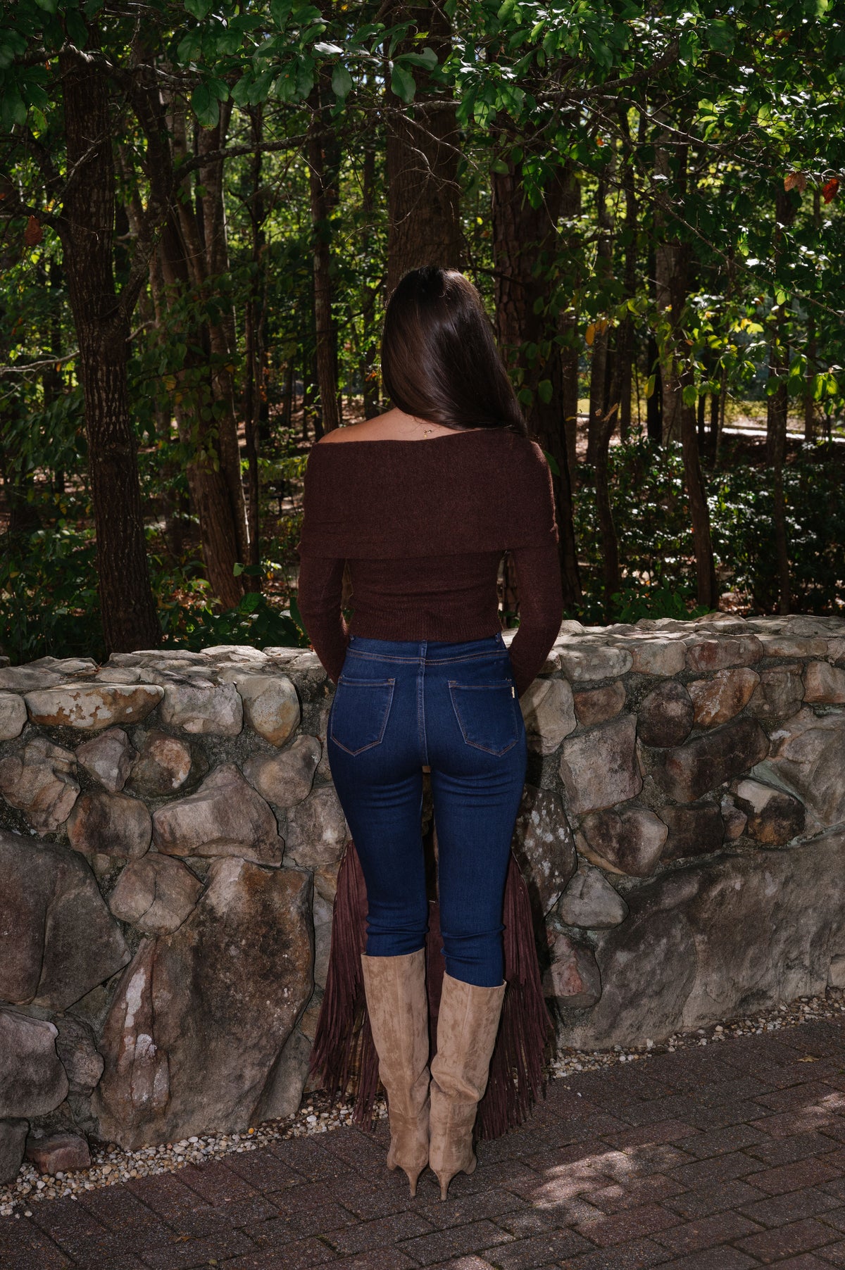 Kelly OTS Cropped Sweater-Brown
