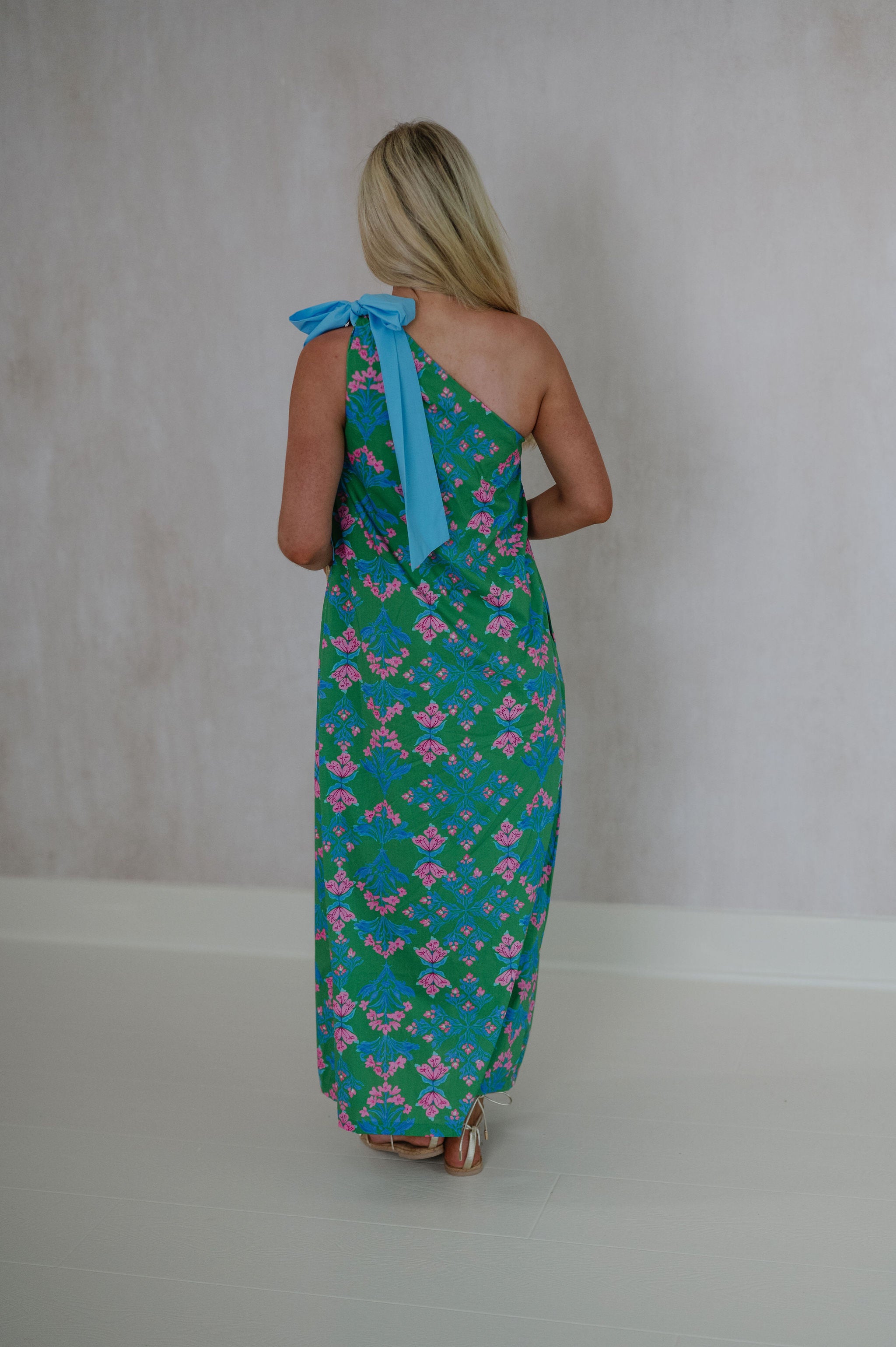 Alexa One Shoulder Maxi Dress-Green